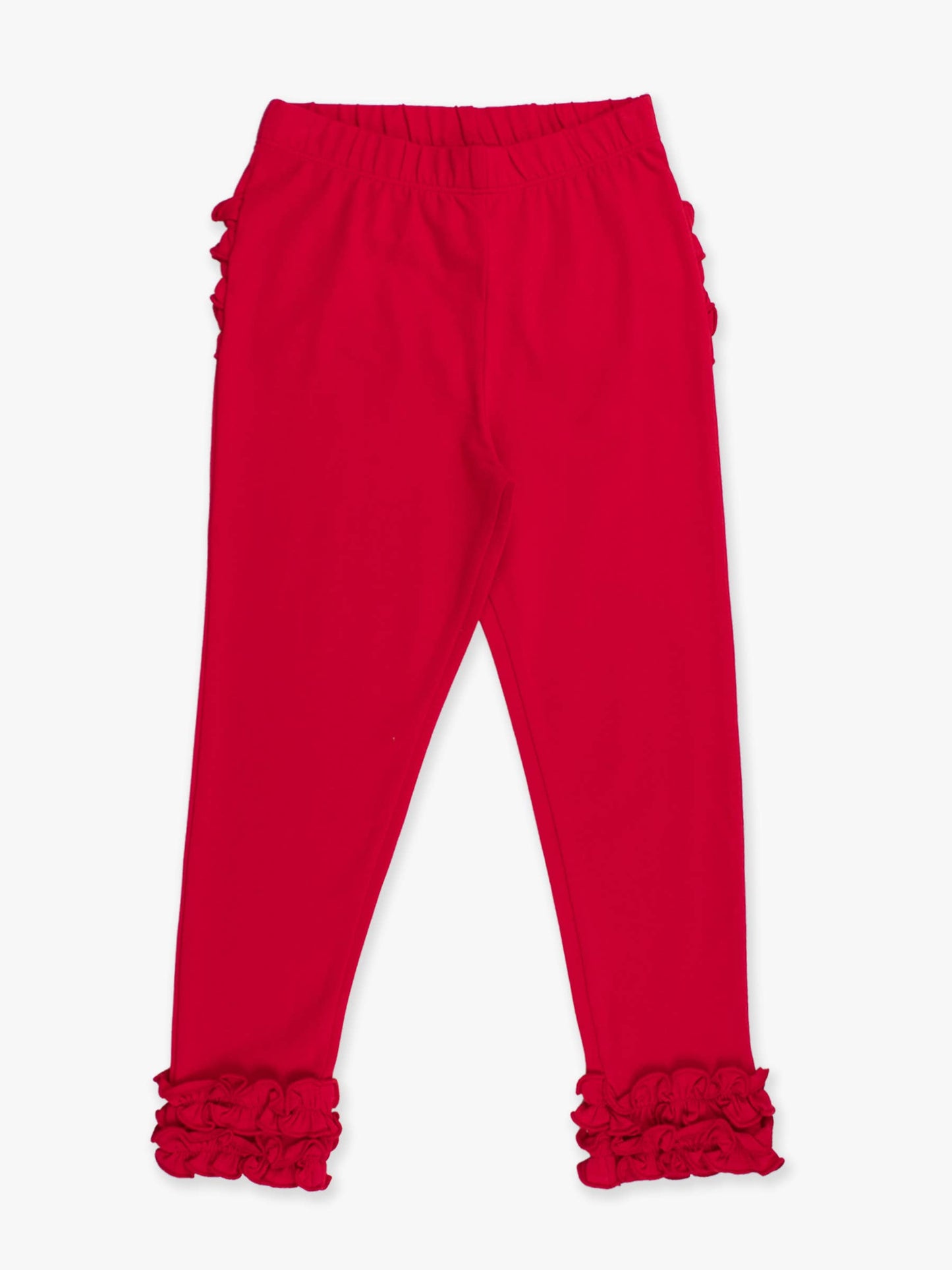 Toddler Girls Red Classic Ruffle Leggings with Signature Rear Ruffles: Red
