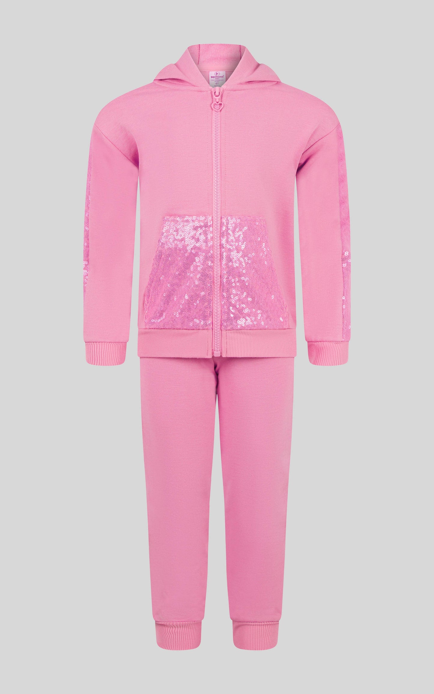 Toddler Girls Sequin Hoodie Jacket and Jogger Set: BABY LAVENDER