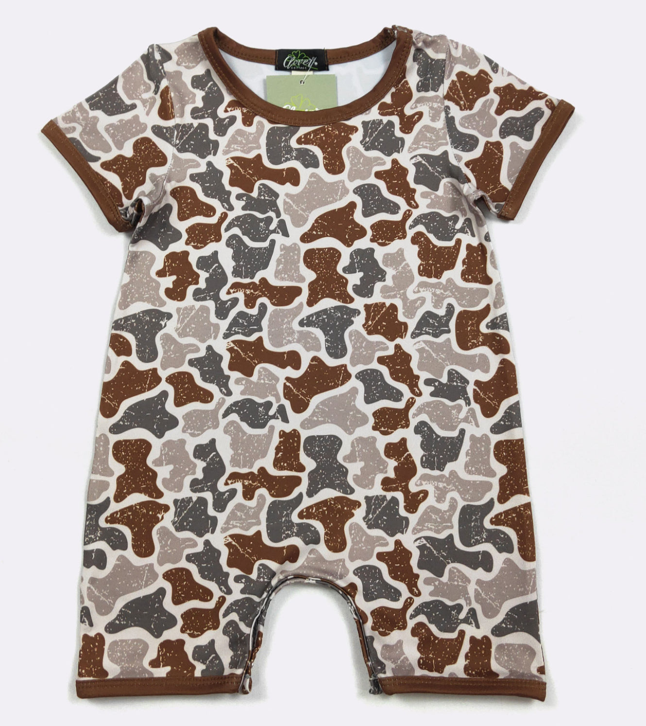 Distressed Camo Boy Romper