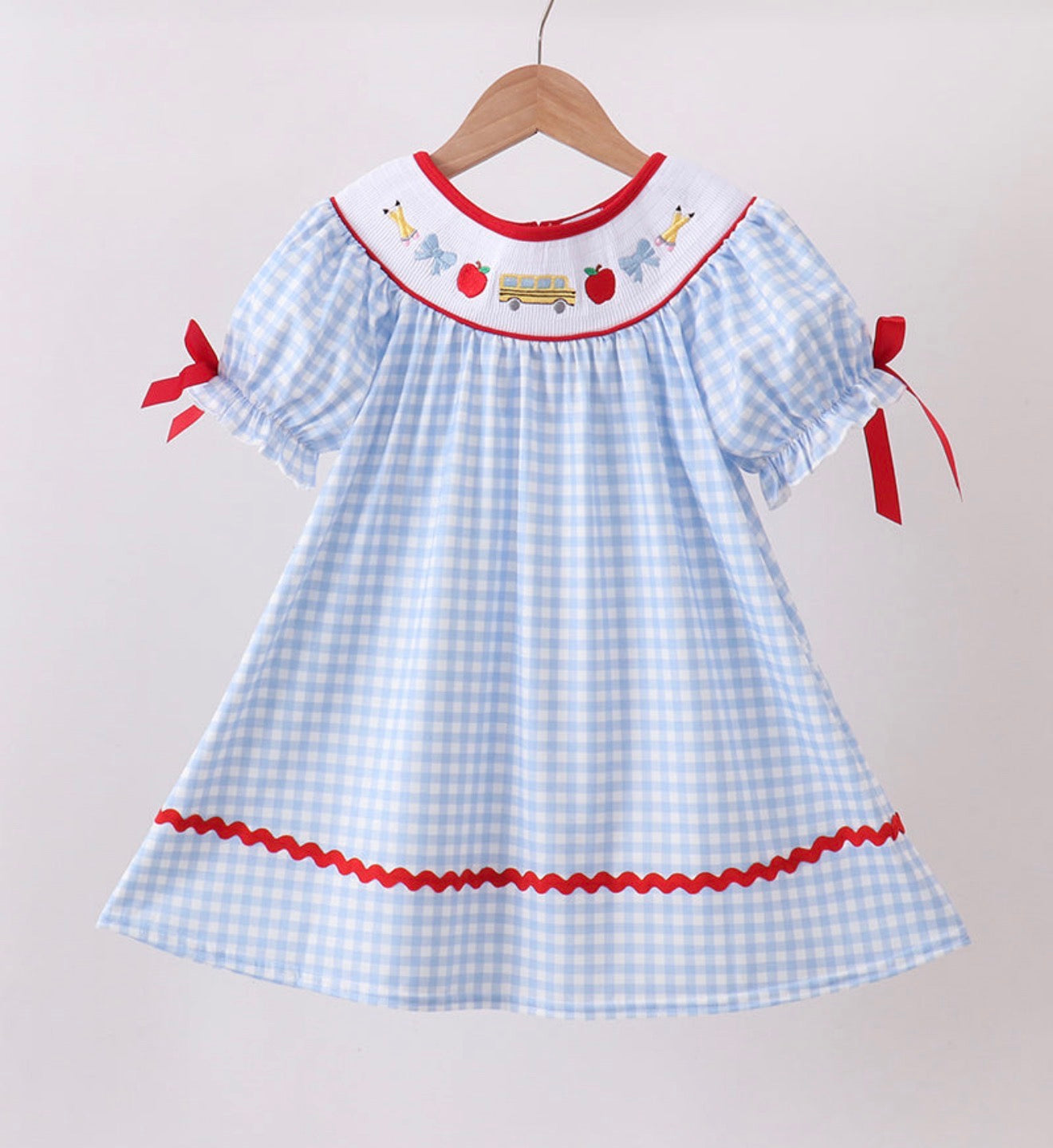Blue Plaid Smocked School Dress