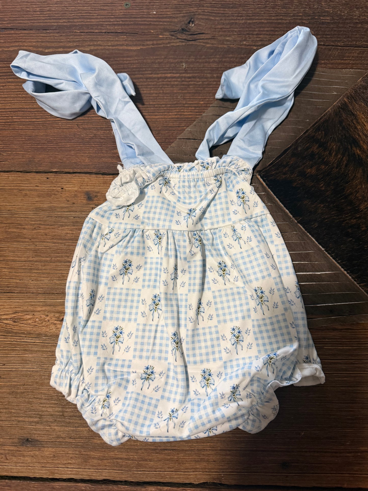 Blue Check Floral Bubble