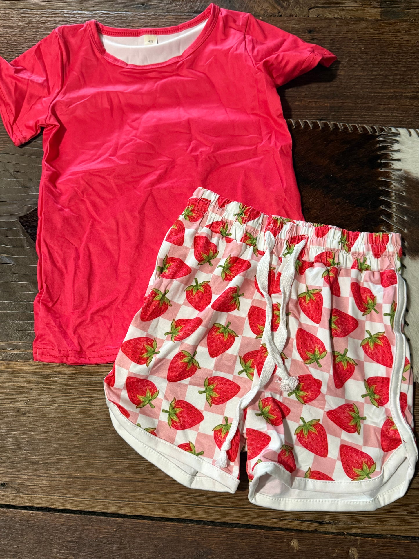 Strawberry Print Shorts Set