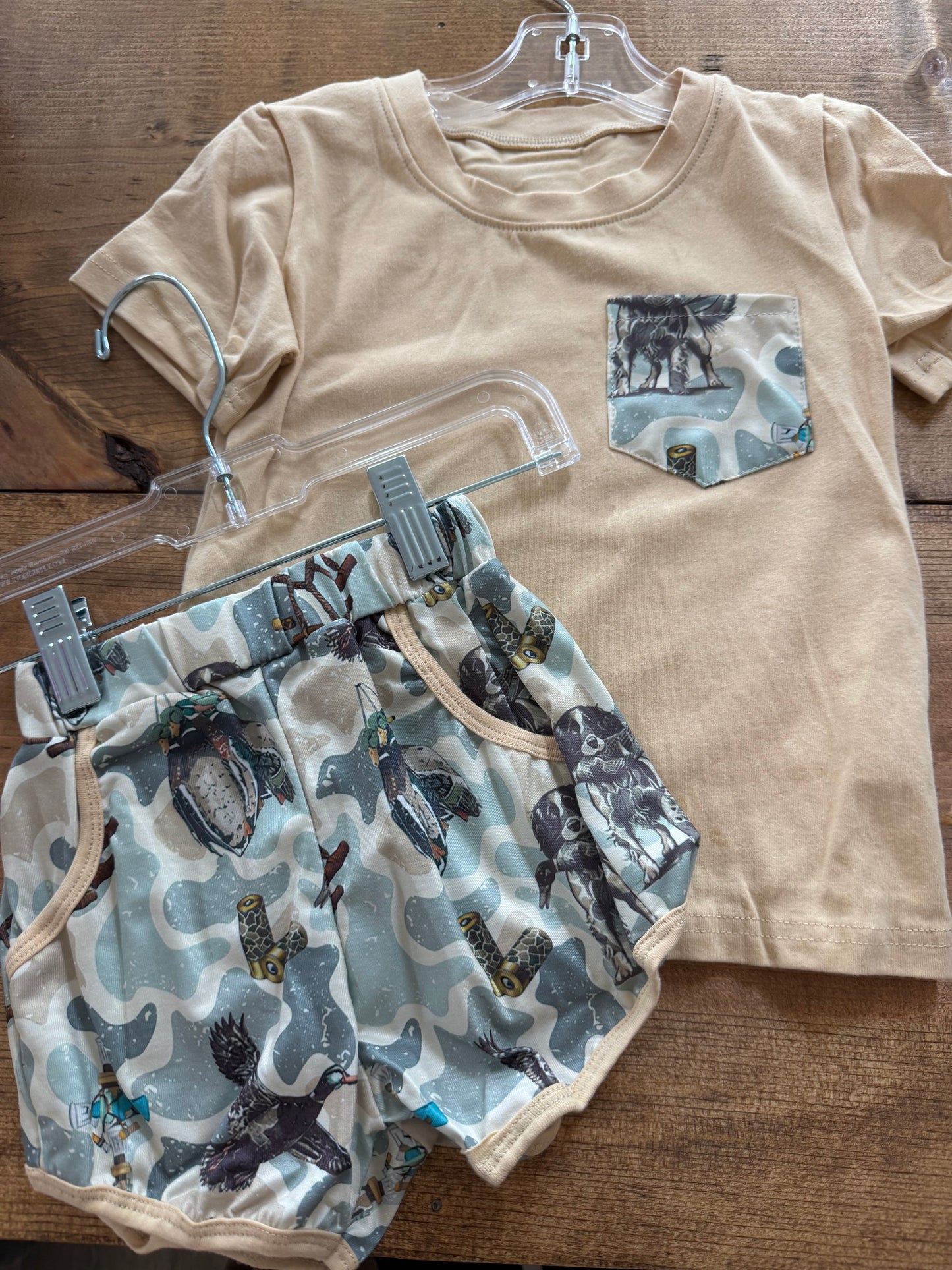 Yellow Duck Print Shorts Set