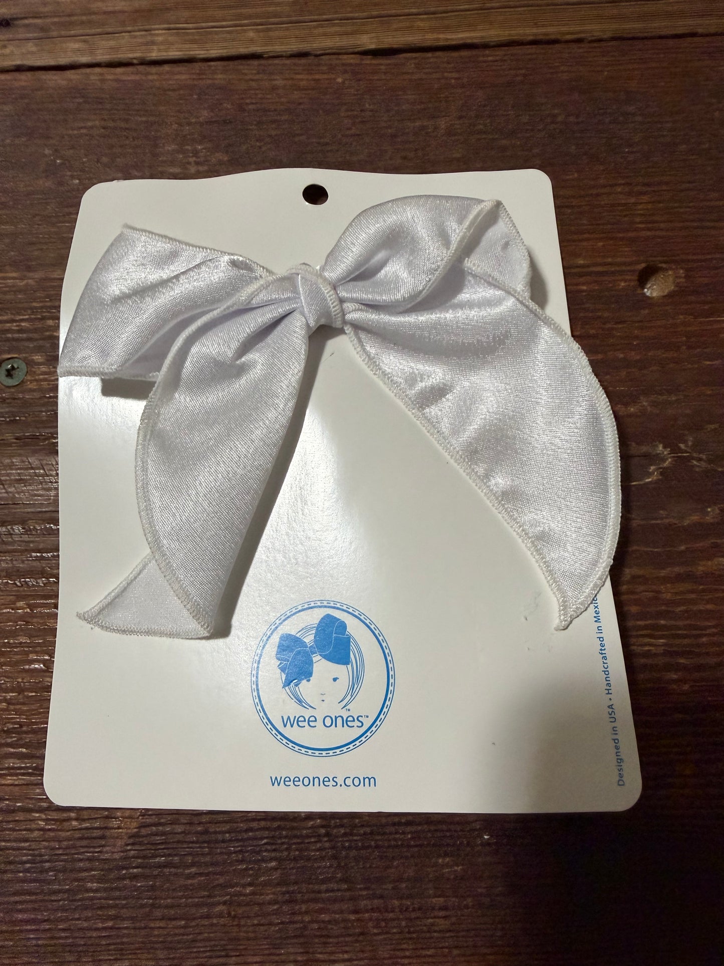 White Silk Dangle Wee Ones Bow