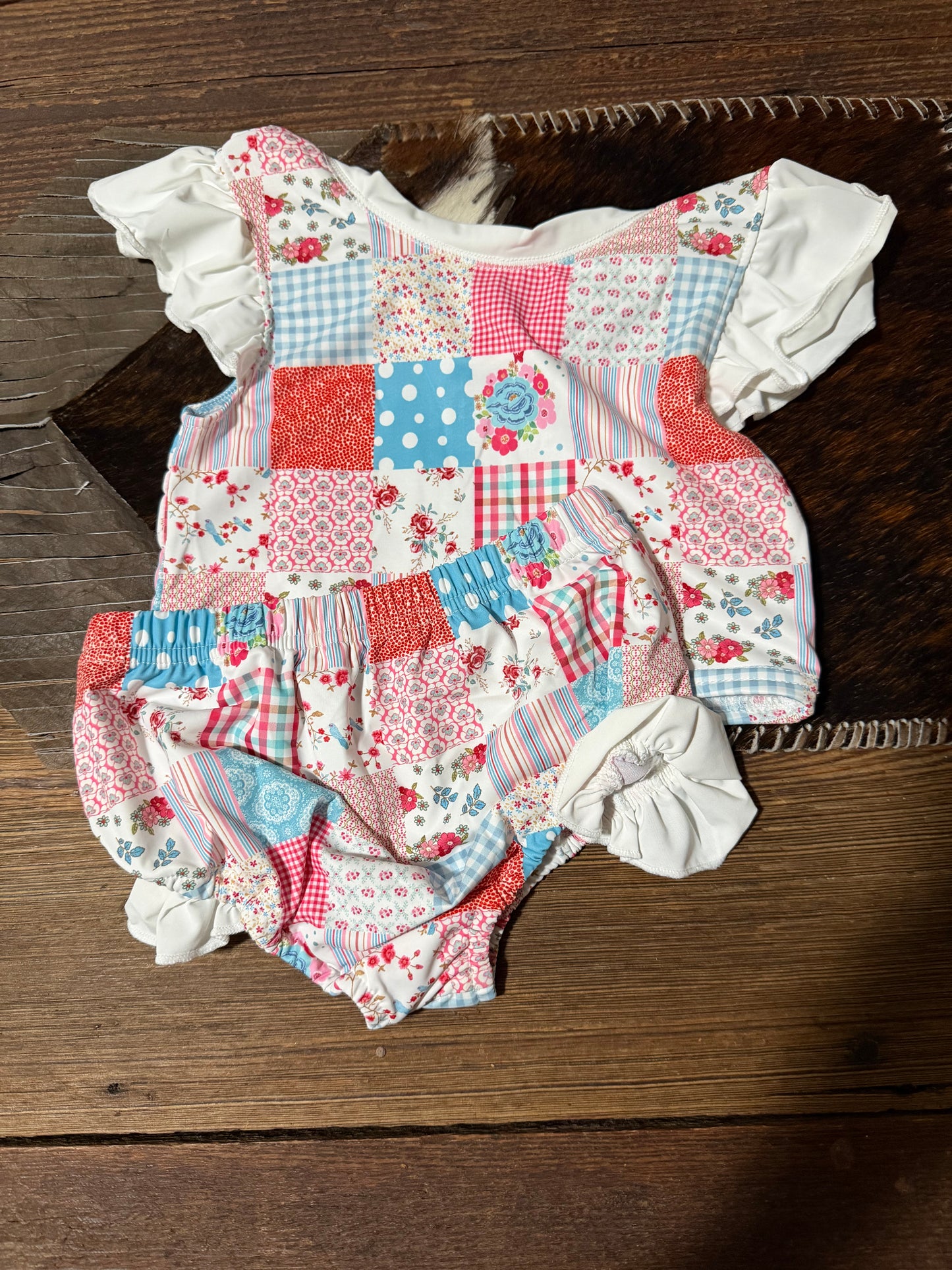 Pink Patchwork 2 Piece Swim