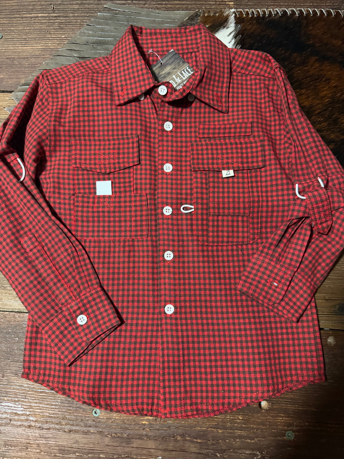 Red Check Fishing Style Me & Henry Shirt