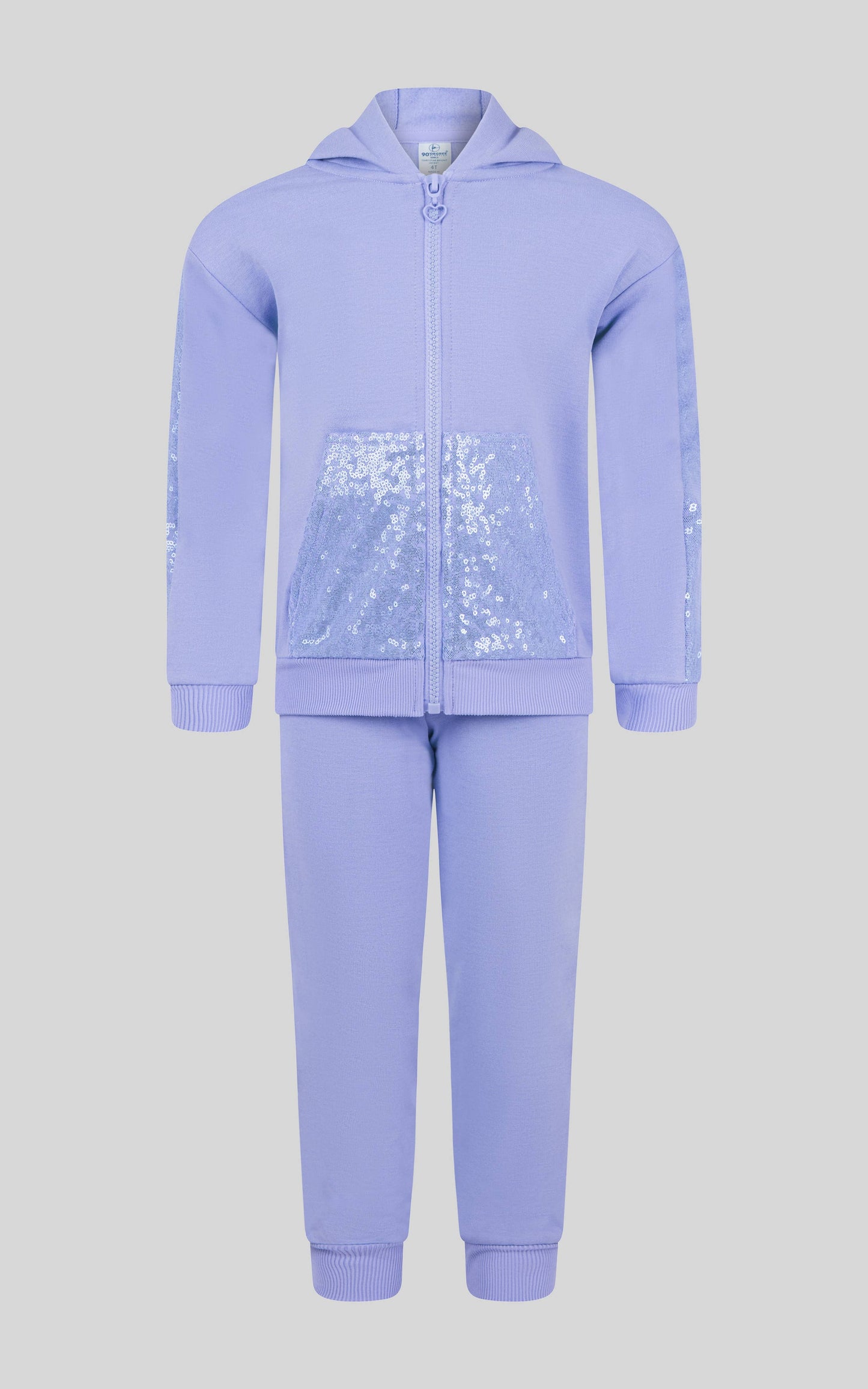 Toddler Girls Sequin Hoodie Jacket and Jogger Set: BABY LAVENDER