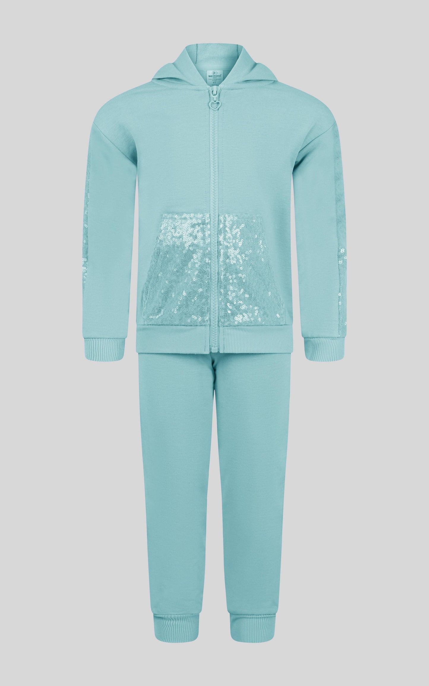 Toddler Girls Sequin Hoodie Jacket and Jogger Set: BABY LAVENDER