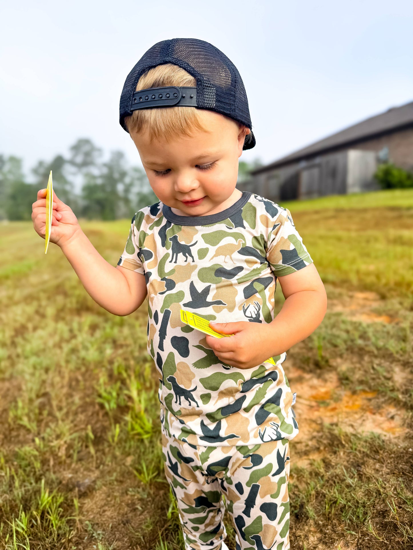 Camo / bamboo pajamas / kids lounge set / boys clothing
