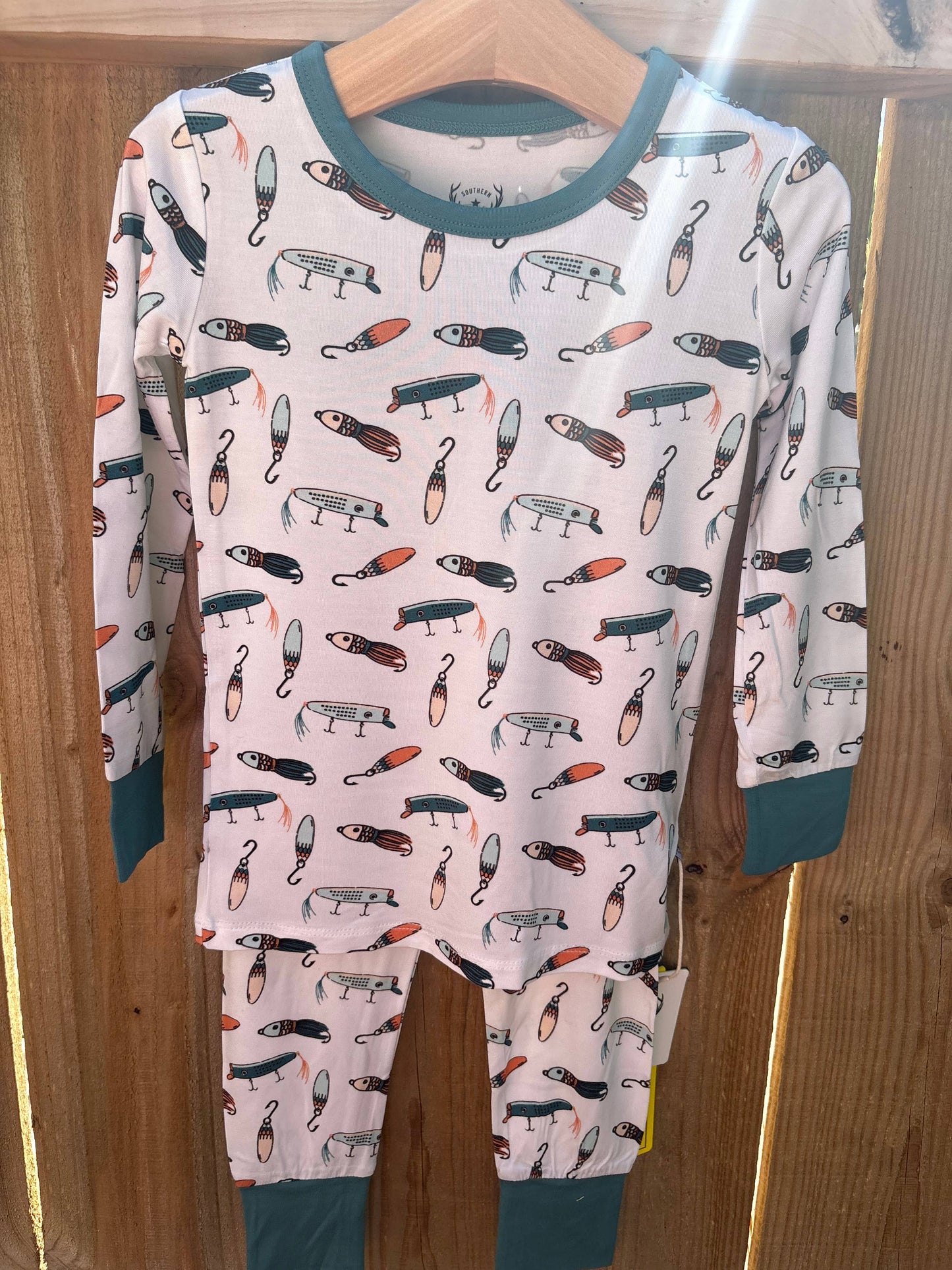 Kids summer clothing summer pajamas fishing bamboo pj's: 3t two piece
