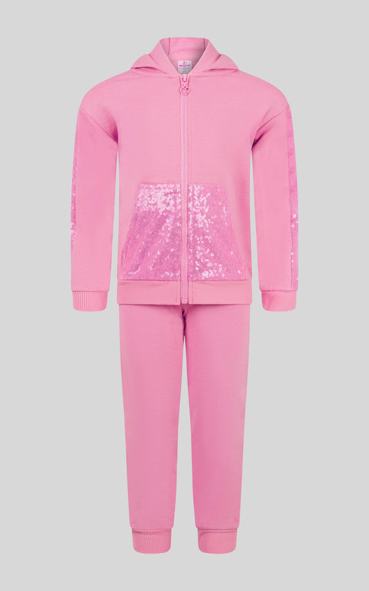 Toddler Girls Sequin Hoodie Jacket and Jogger Set: CYCLAMEN