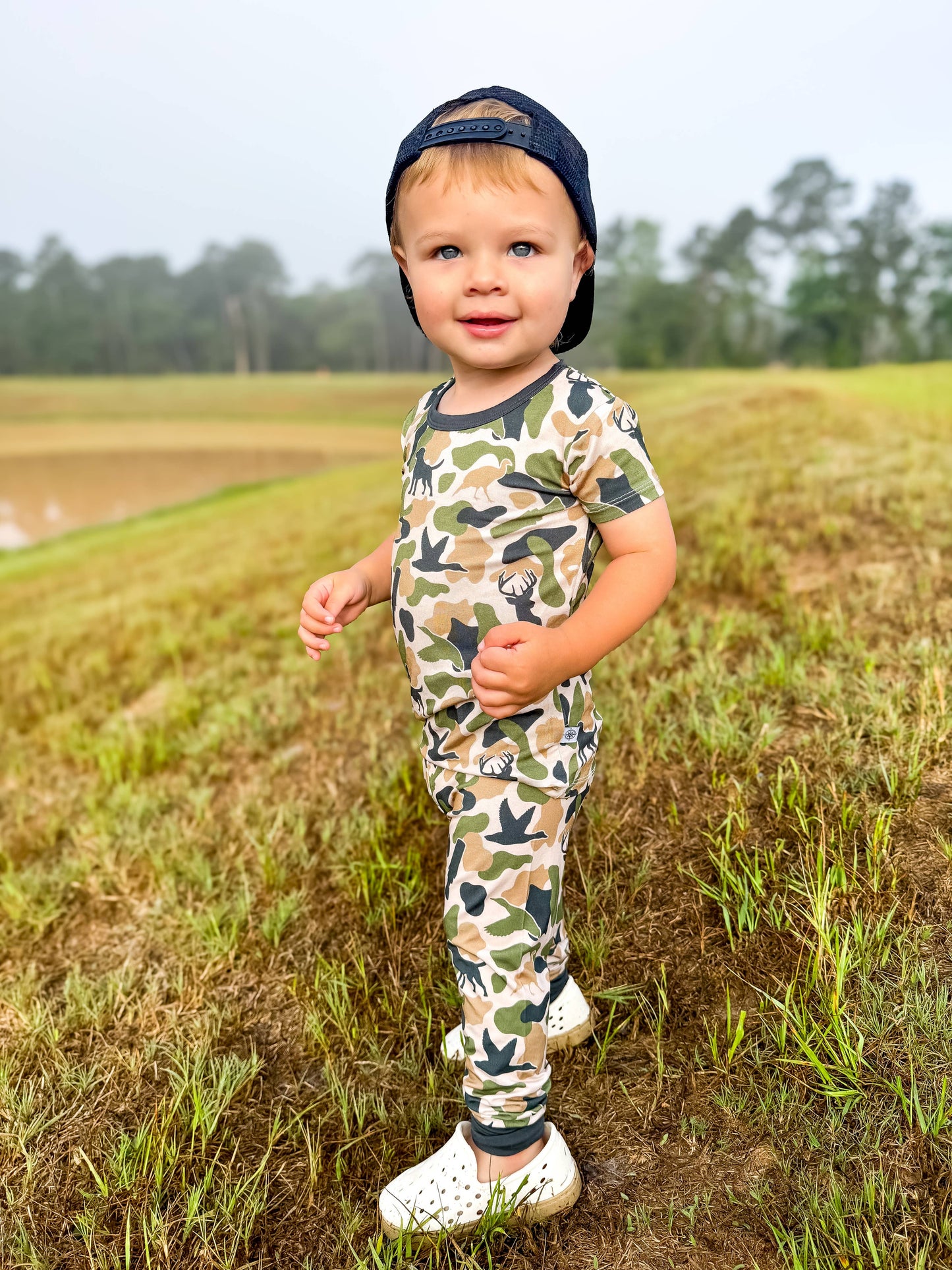 Camo / bamboo pajamas / kids lounge set / boys clothing