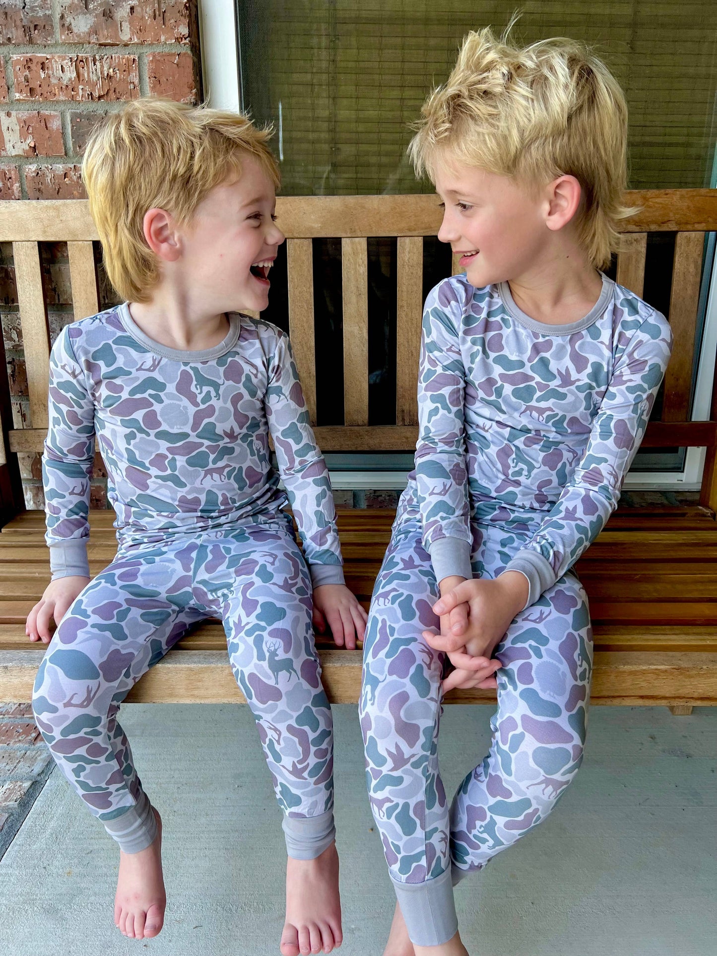 Bamboo pajamas, camo, hunting, father son matching: 7/8 two piece