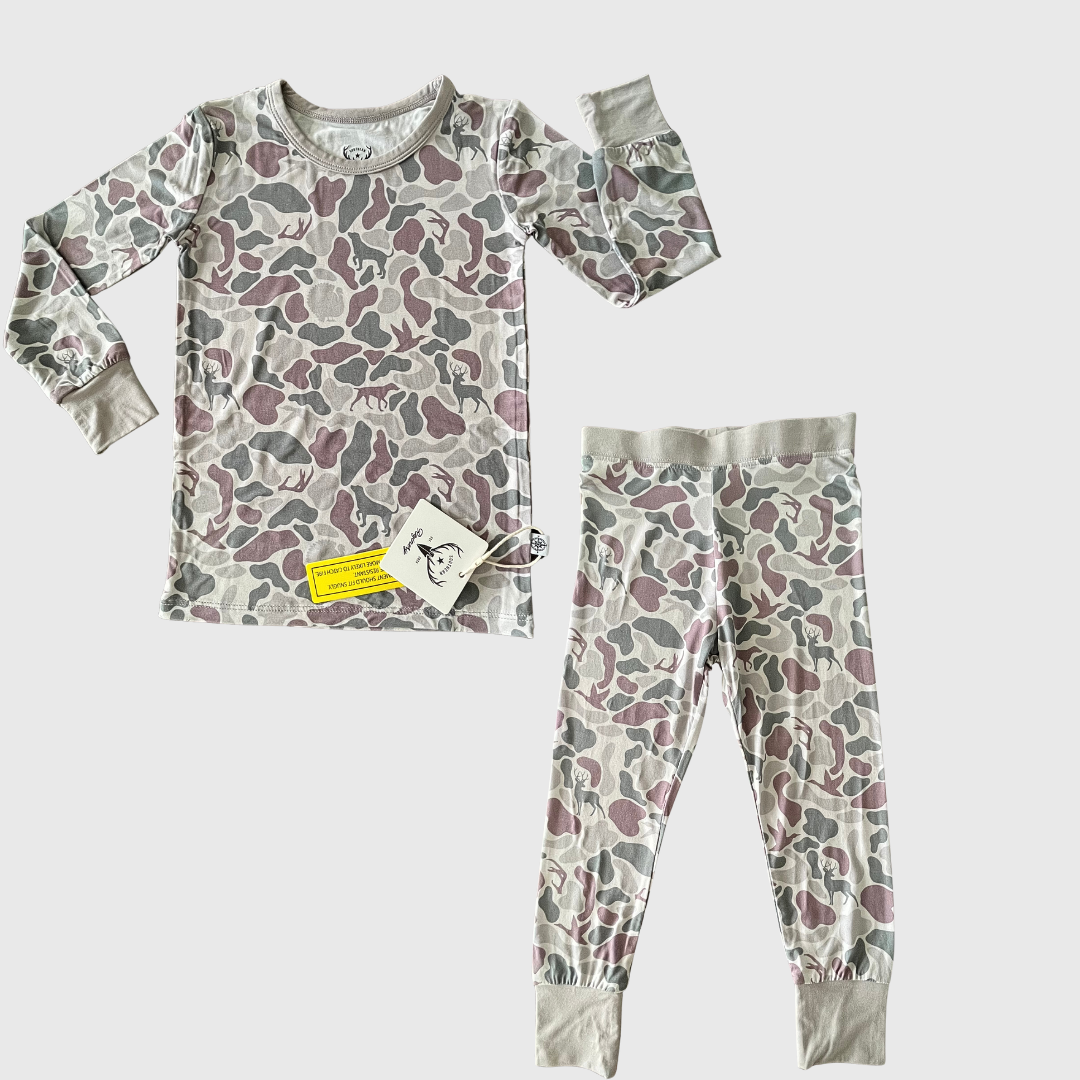 Bamboo pajamas, camo, hunting, father son matching: 7/8 two piece