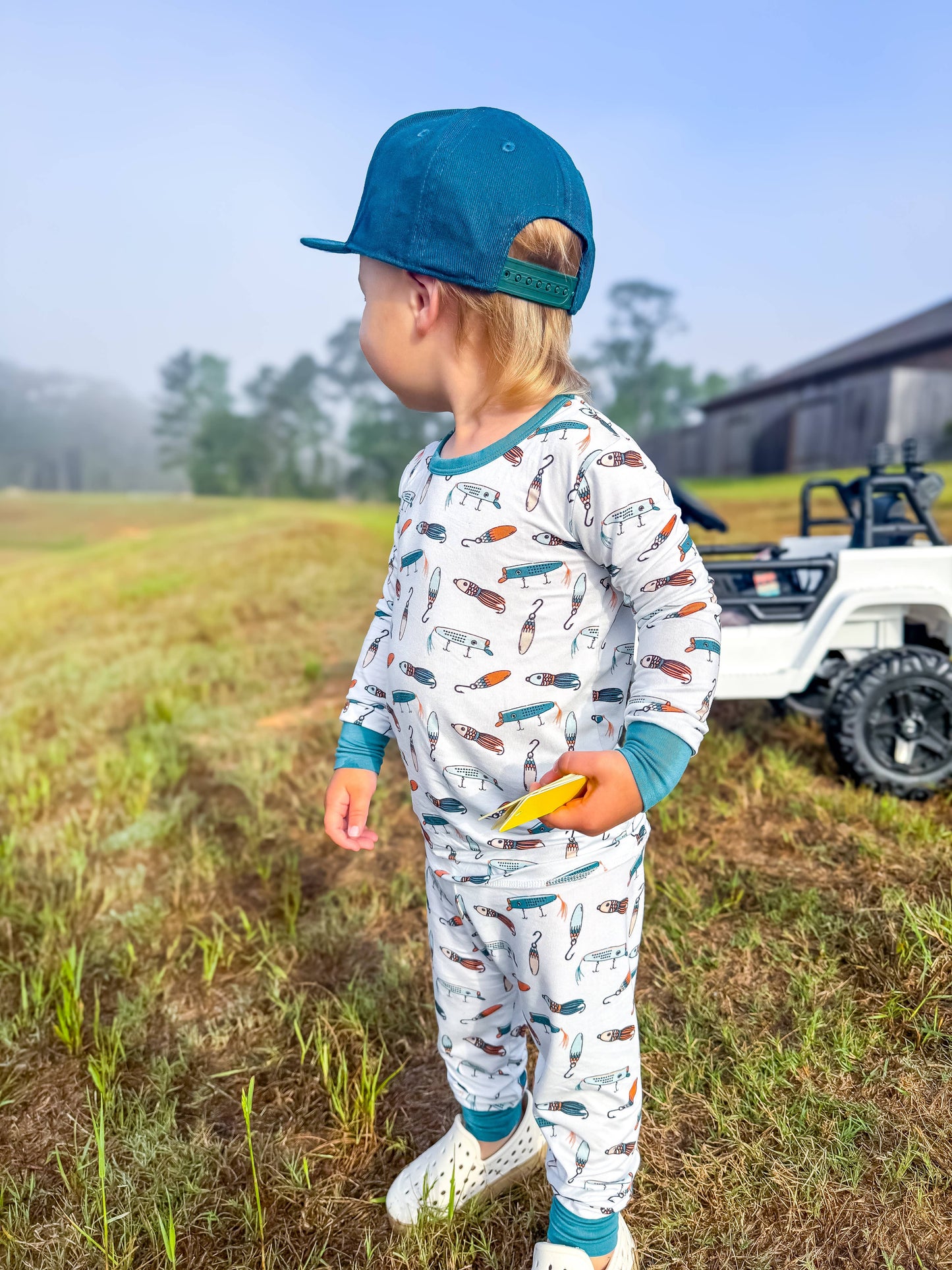 Kids summer clothing summer pajamas fishing bamboo pj's: 4t two piece