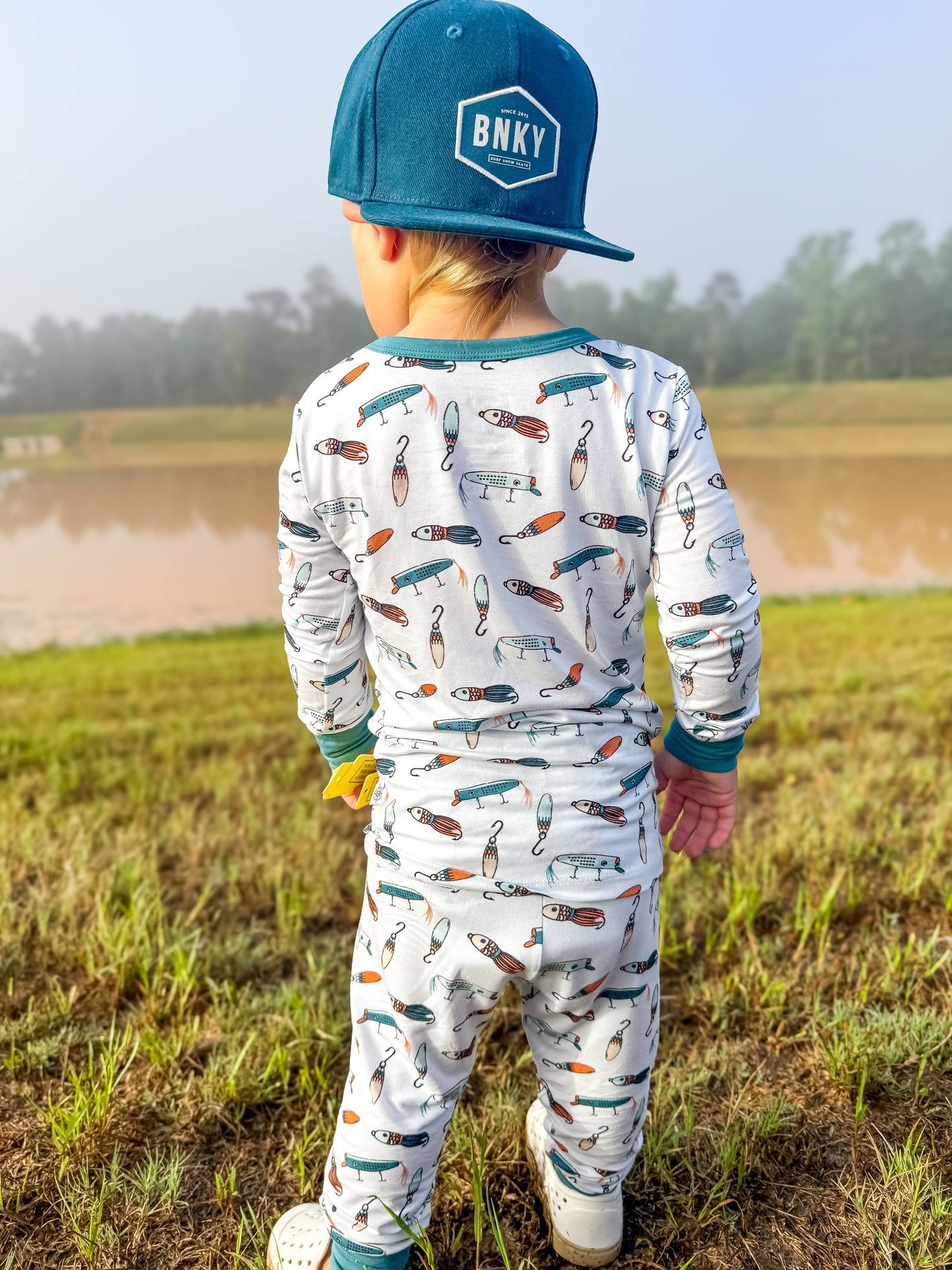 Kids summer clothing summer pajamas fishing bamboo pj's: 4t two piece