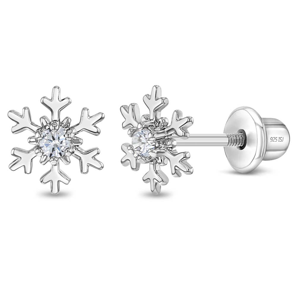 Icy Snowflake Earrings - Sterling Silver