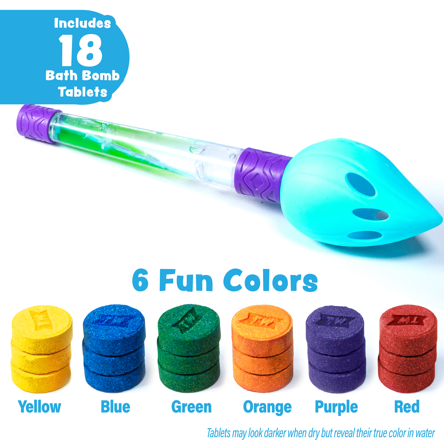 Tub Works® Bath Color Brush™ Kids Bath Bomb Set | Nontoxic & Fragrance-Free