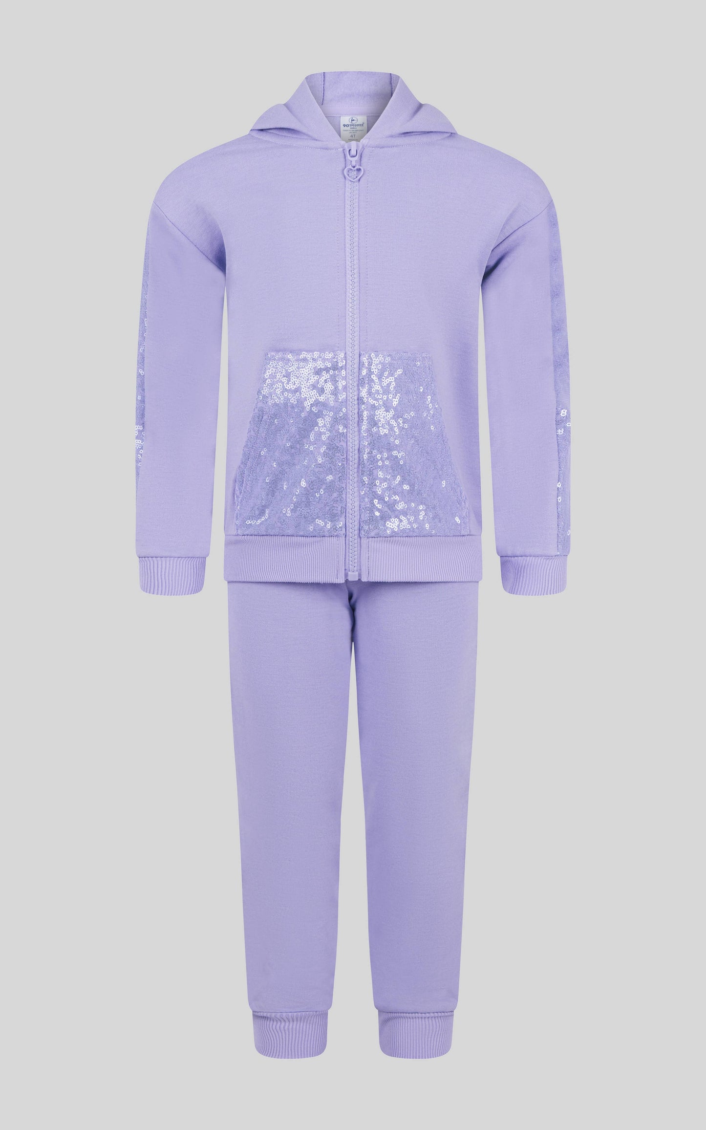 Toddler Girls Sequin Hoodie Jacket and Jogger Set: CYCLAMEN