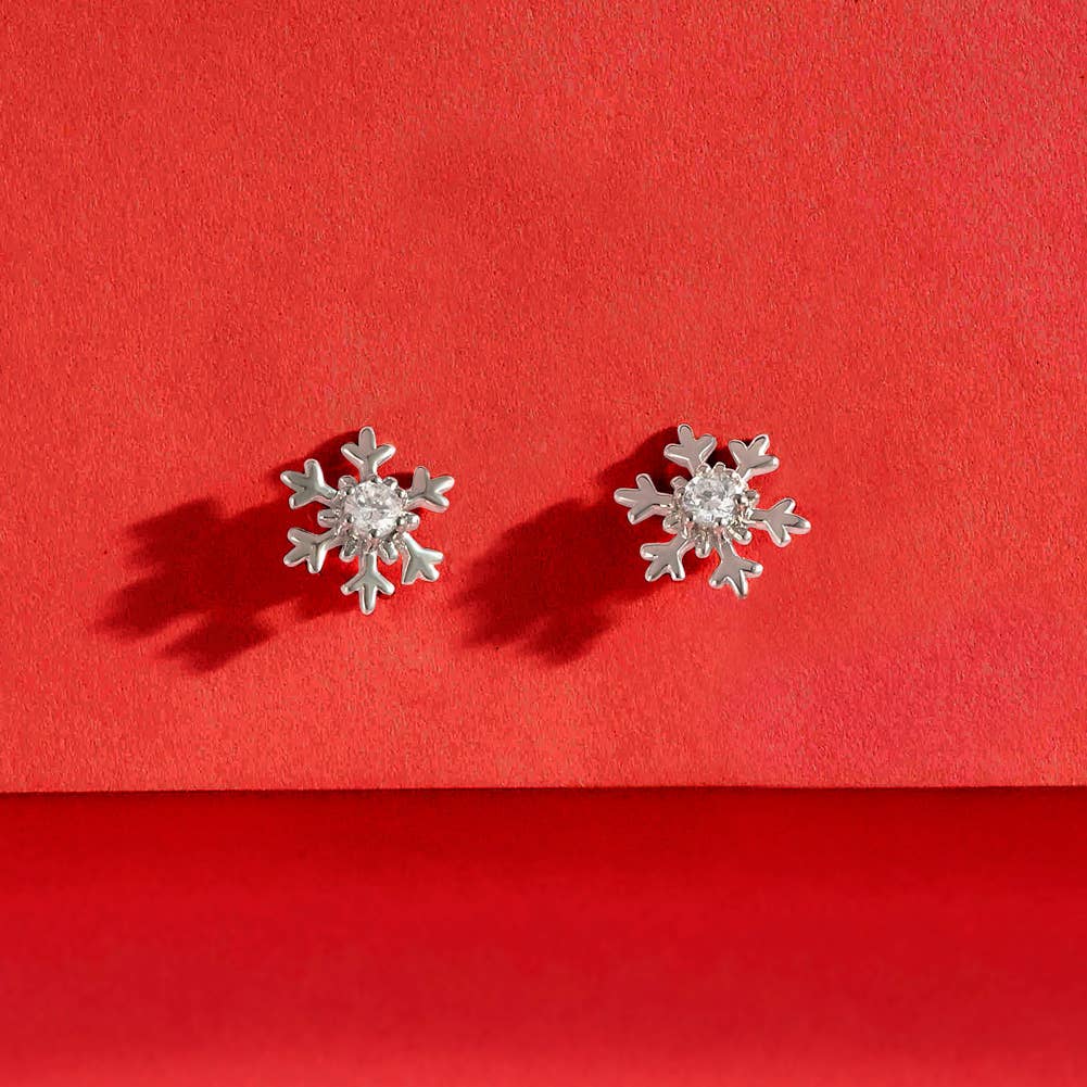 Icy Snowflake Earrings - Sterling Silver