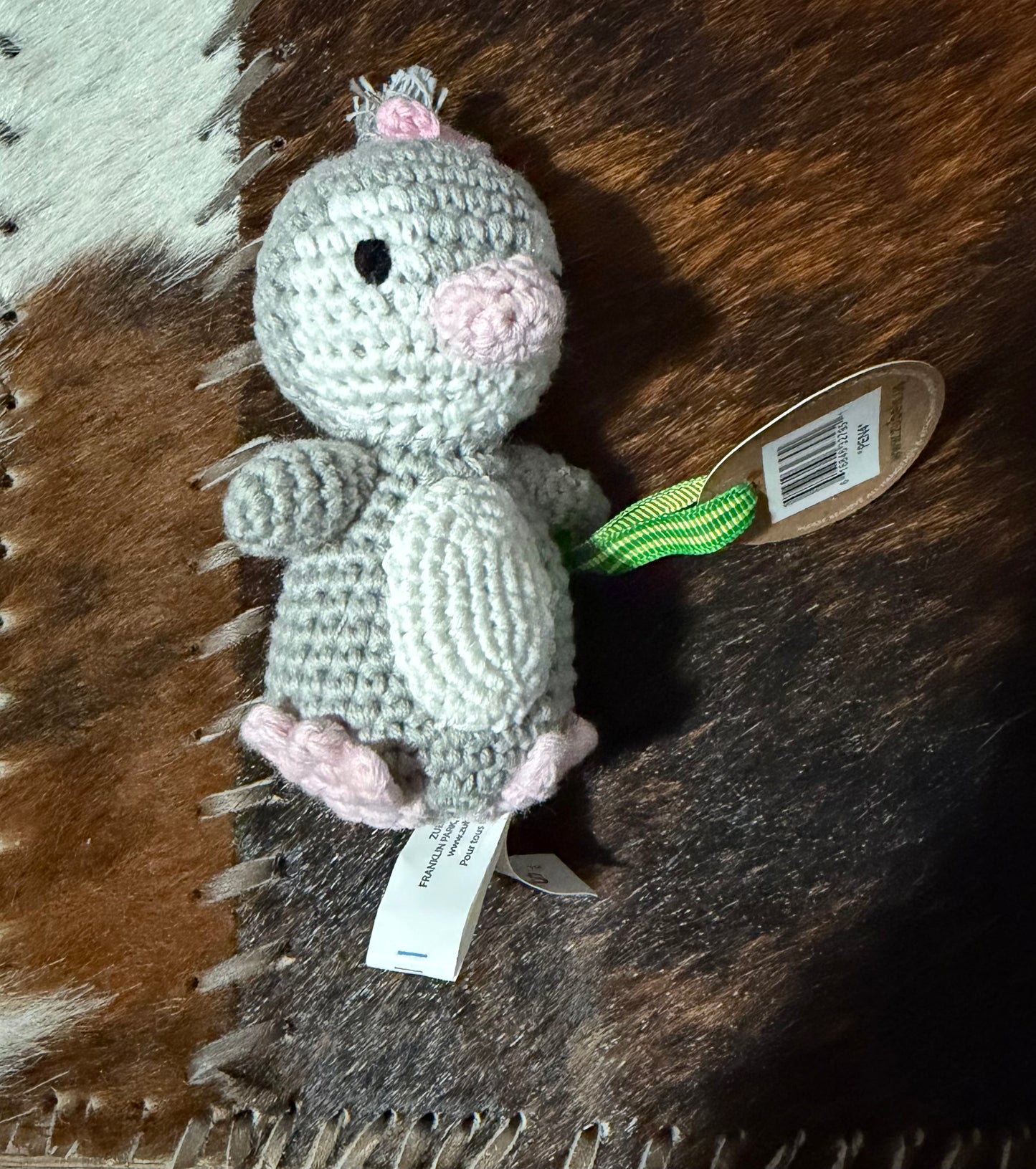 Zubels Grey/Pink Penguin Rattle