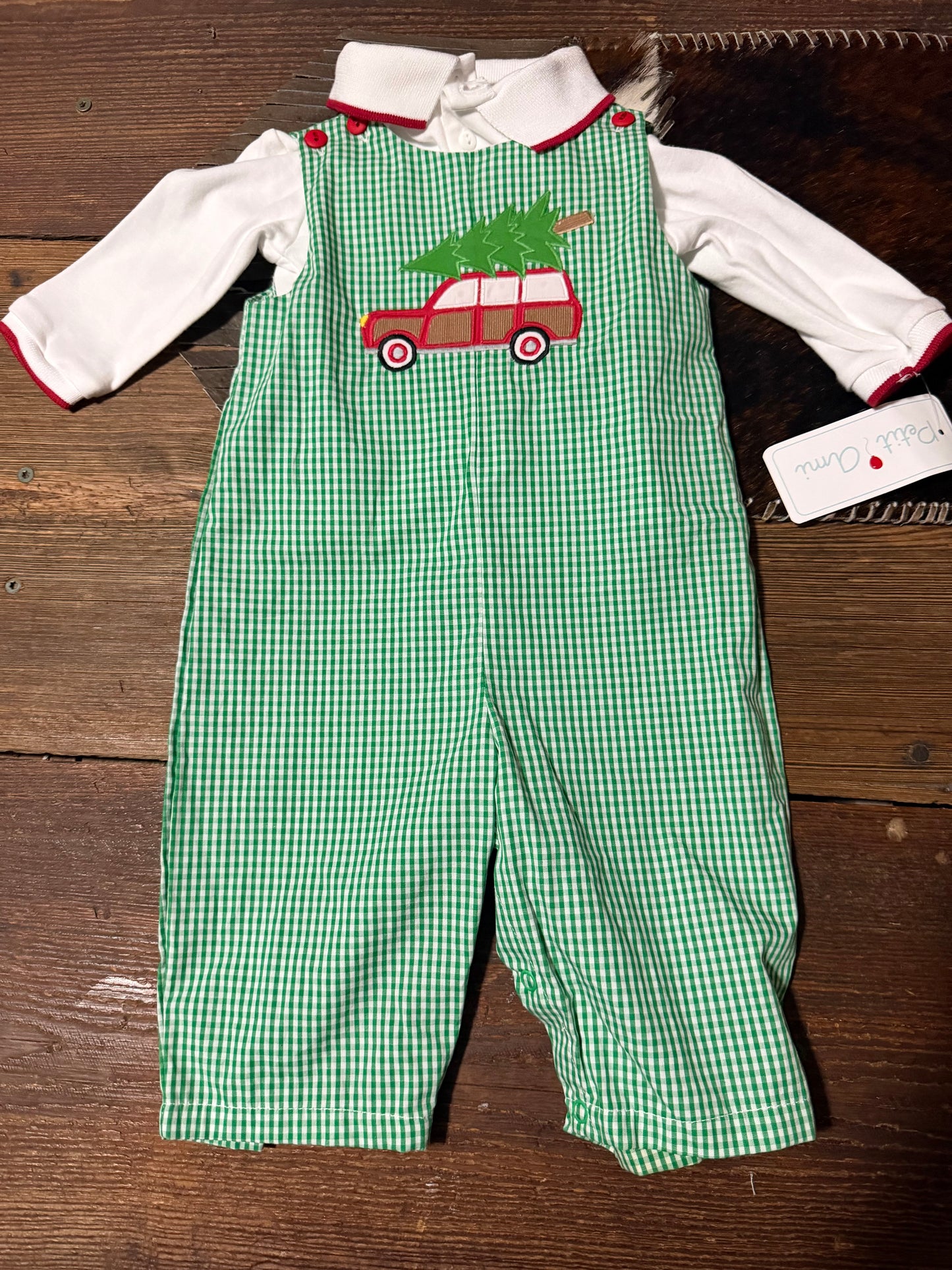Petit Ami Green Check Christmas Tree Set