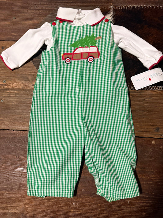 Petit Ami Green Check Christmas Tree Set