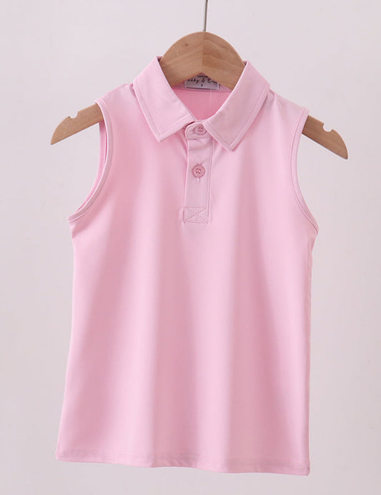 Pink Collar Tank Top