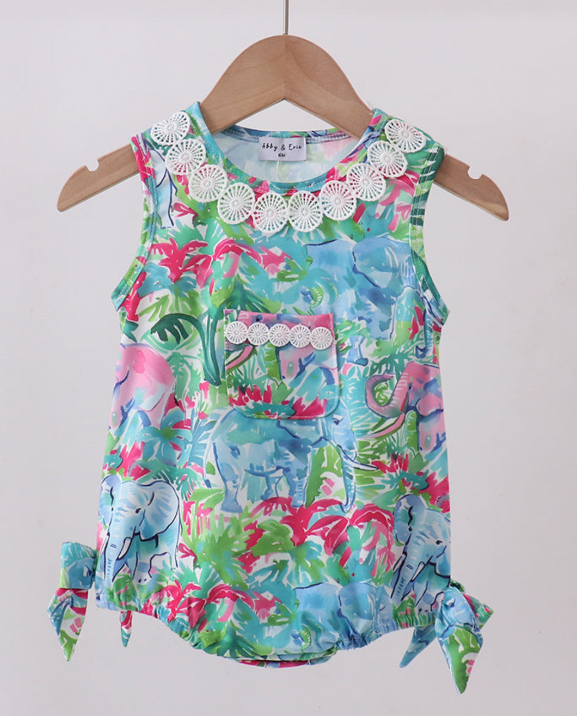 Blue/Green Lace Collar Floral Bubble