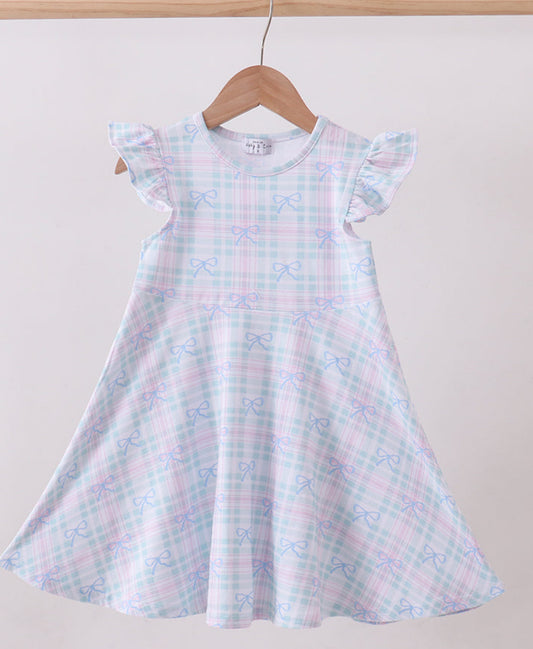 Blue Plaid Bow Dress