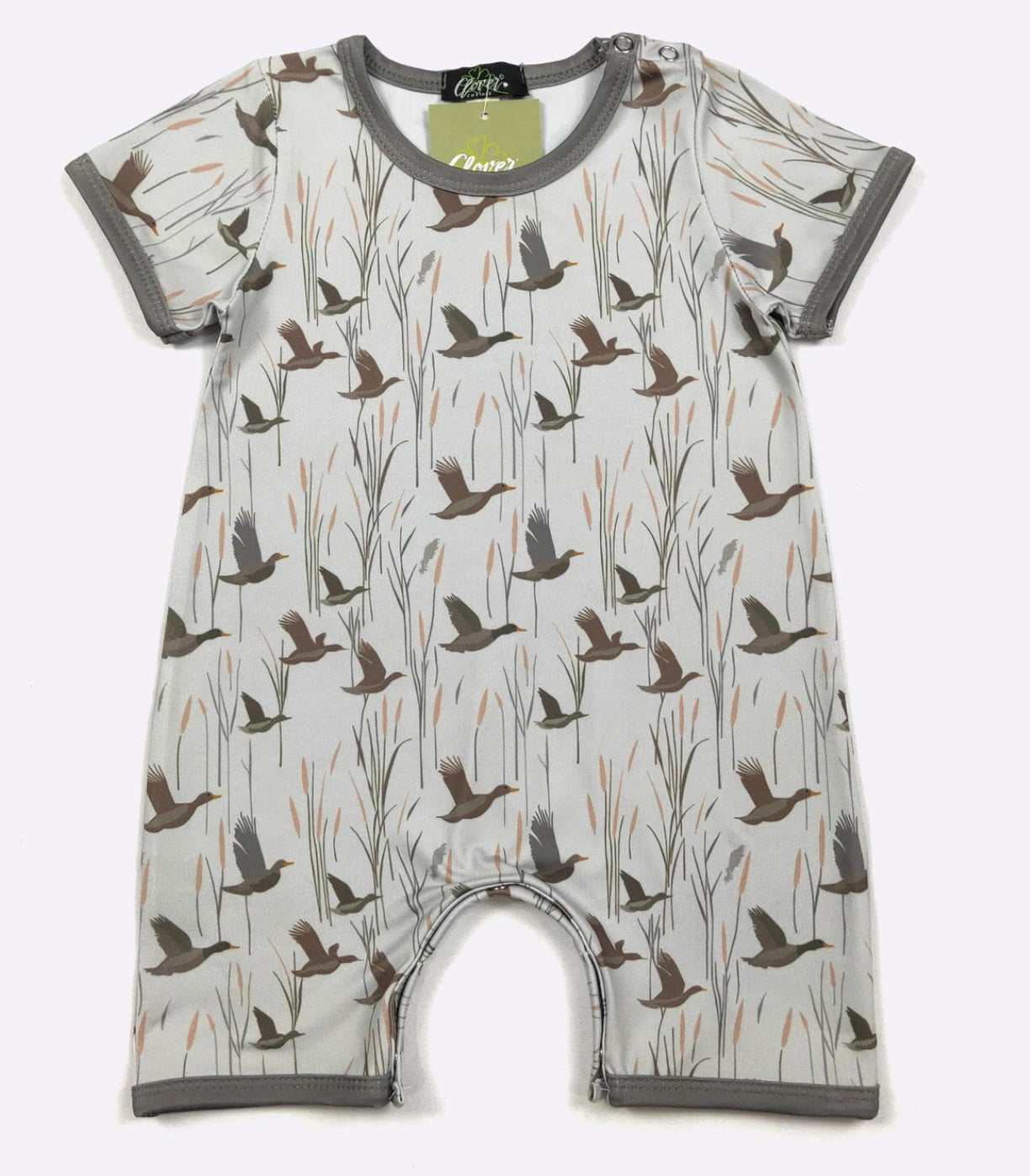 White/Green Duck Boy Romper