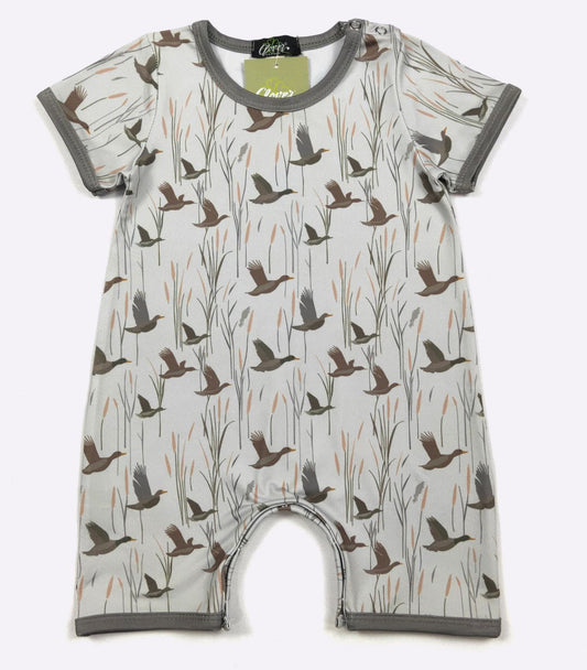 White/Green Duck Boy Romper