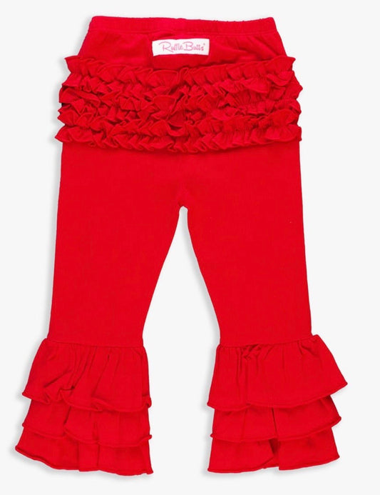 Red Flare Ruffle Butts Pants