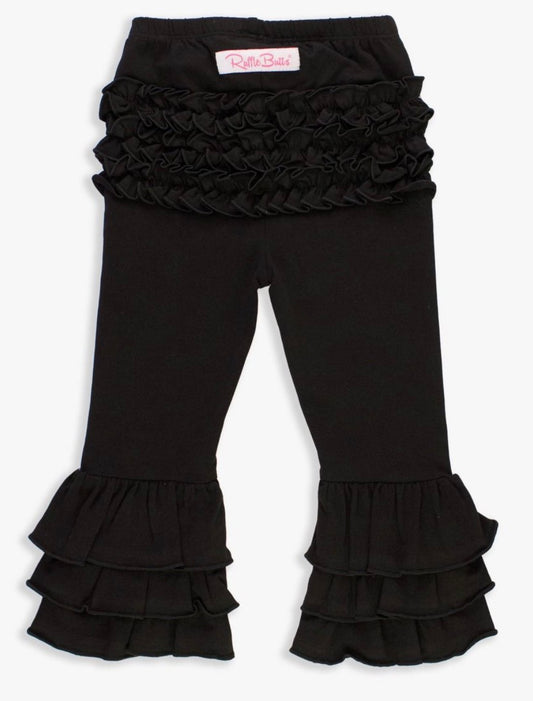 Black Flare Ruffle Butts Pants