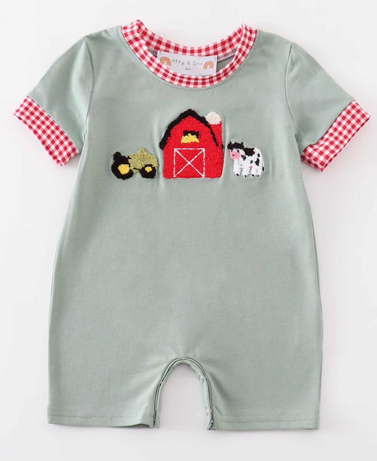 Green French Knot Farm Romper