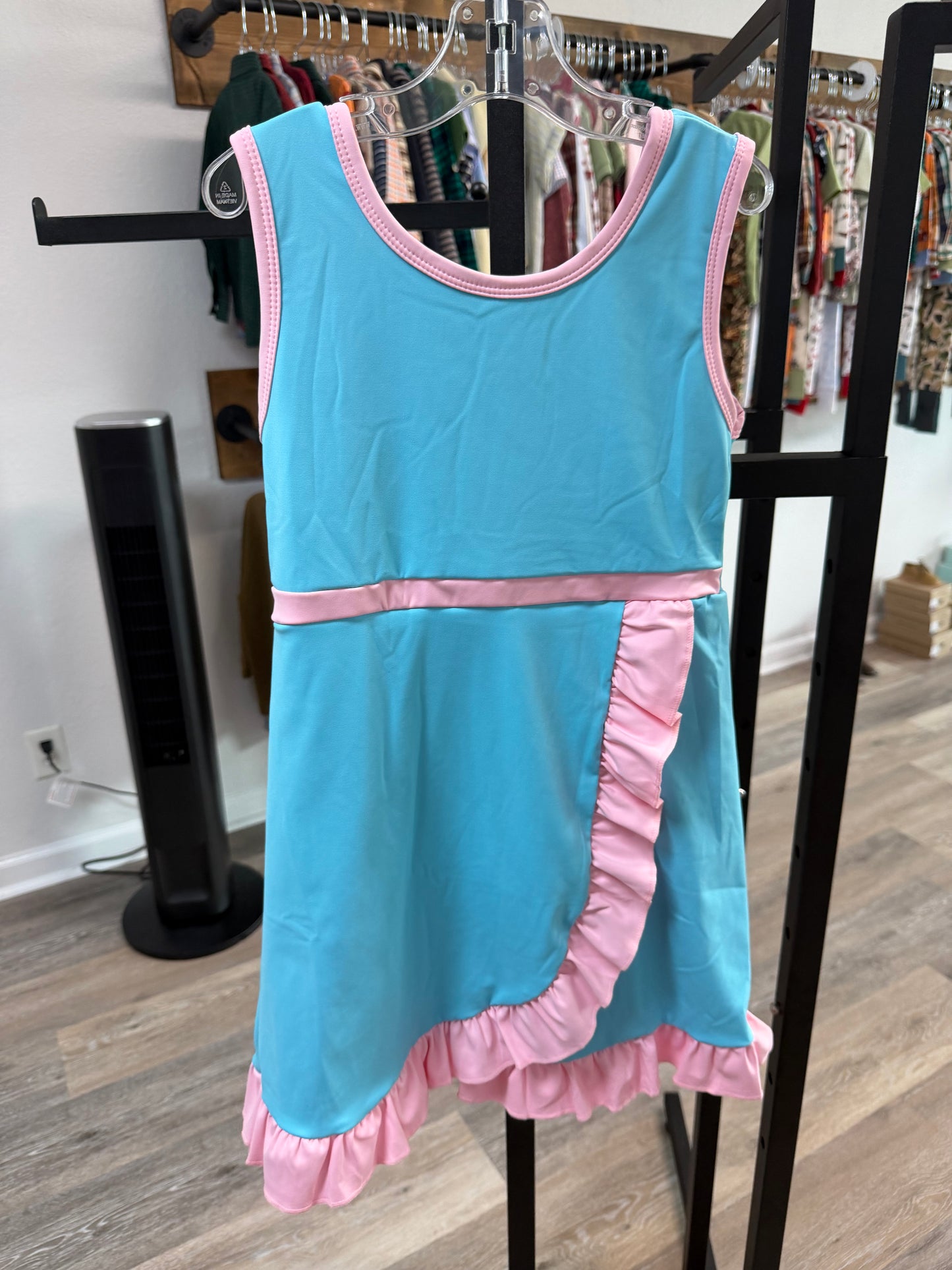 Blue w/Pink Ruffles Athletic Dress