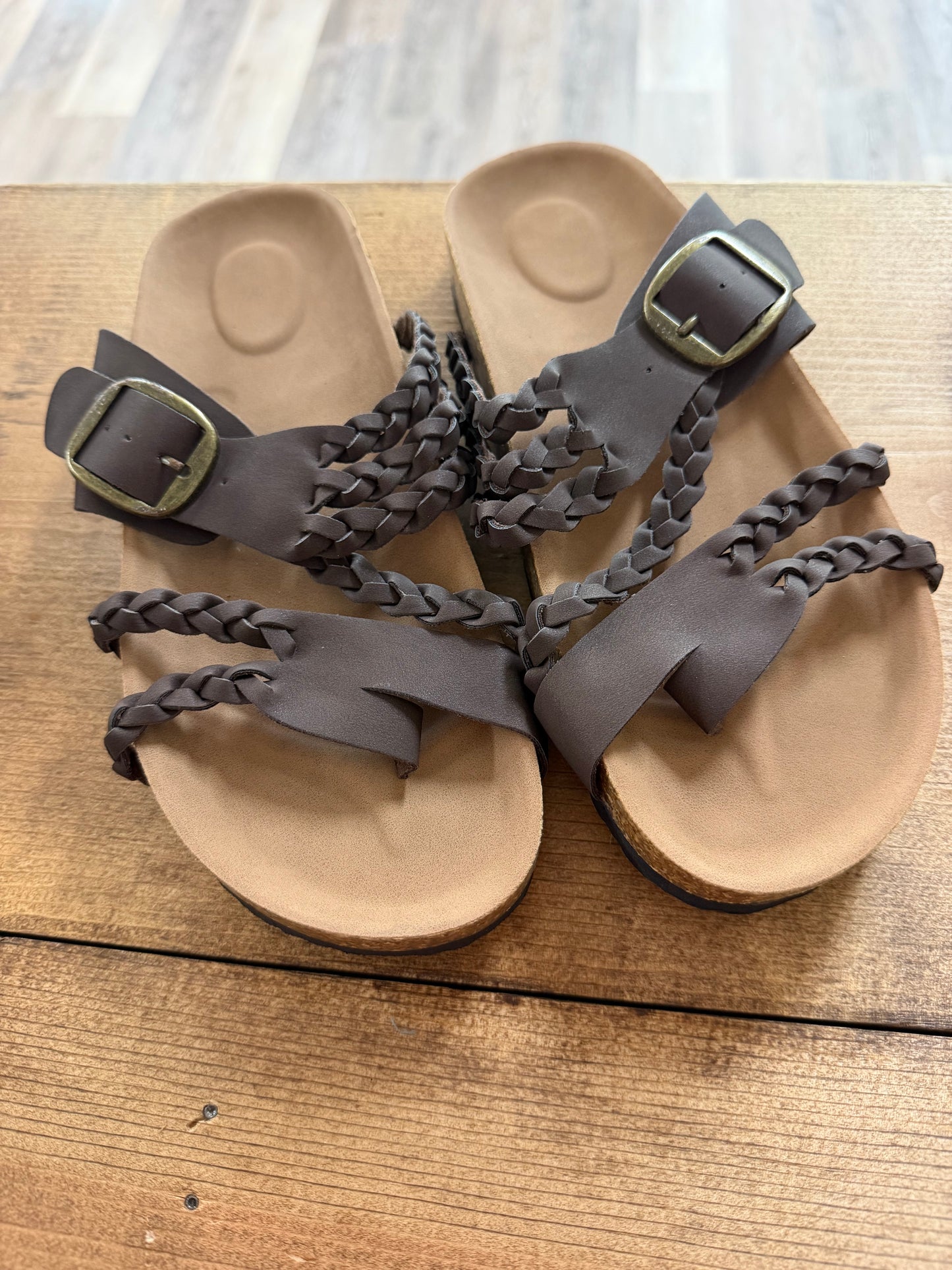 Ladies Braided Sandals - Brown
