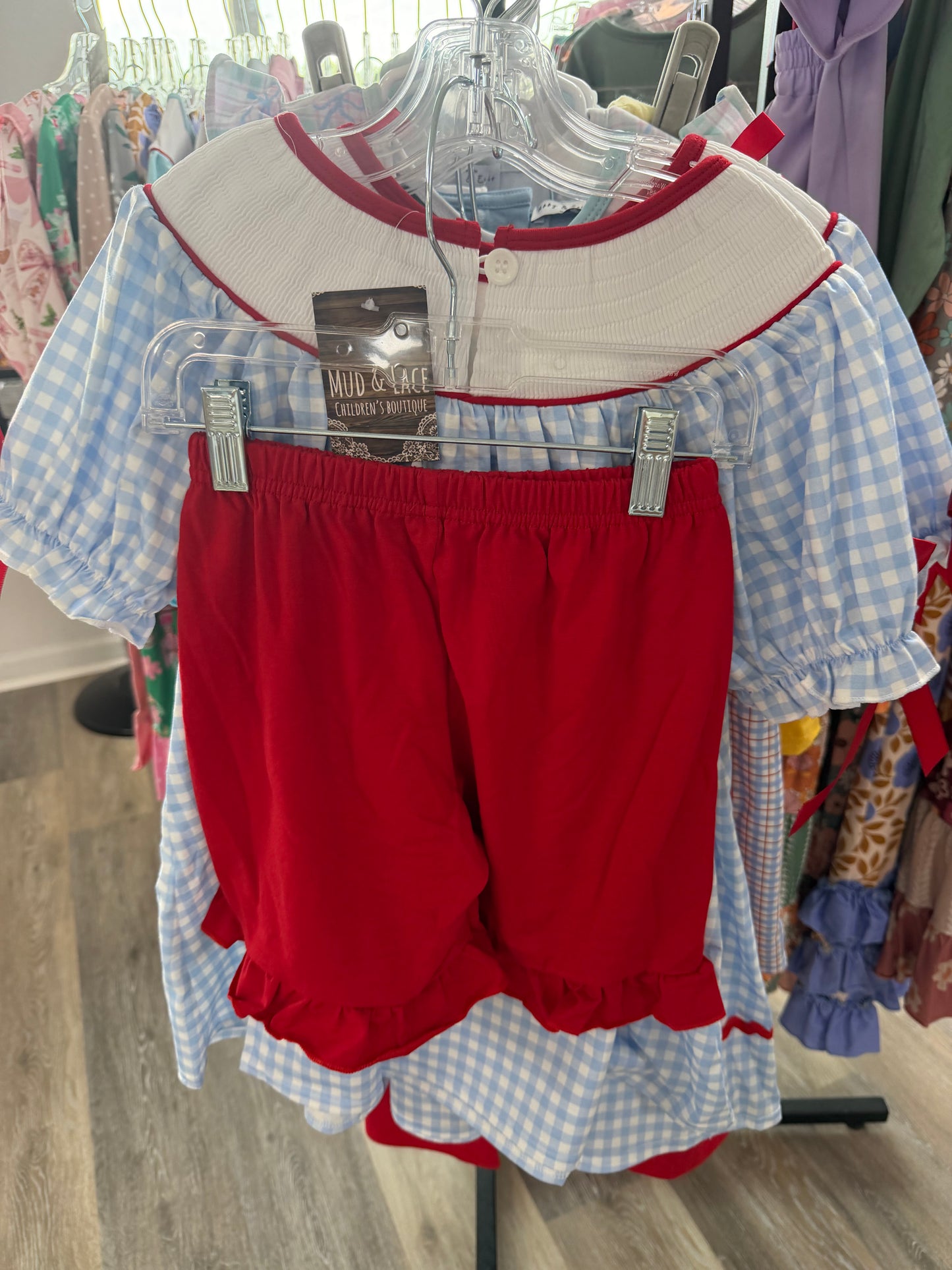 Blue Plaid School Shorts Set