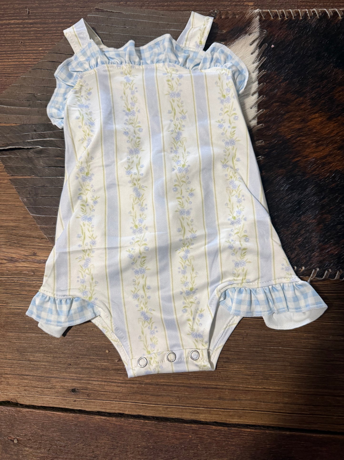 Blue/Green Stripe Floral Bubble
