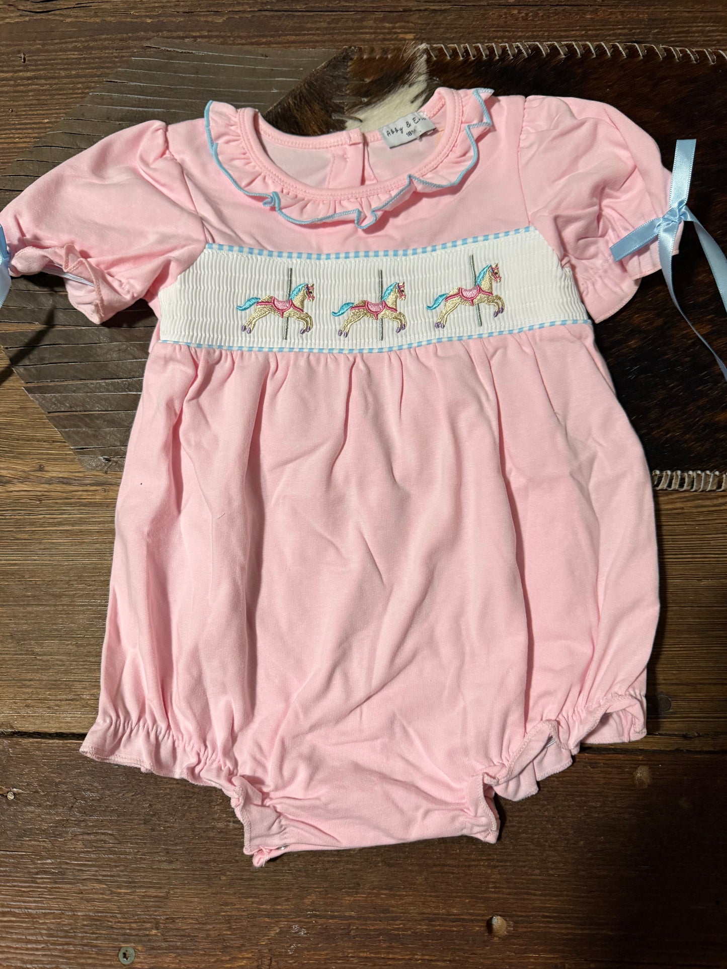 Pink Smocked Carousel Bubble