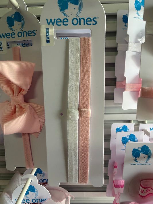 2PK Add A Bow Pink/White Wee Ones Headband