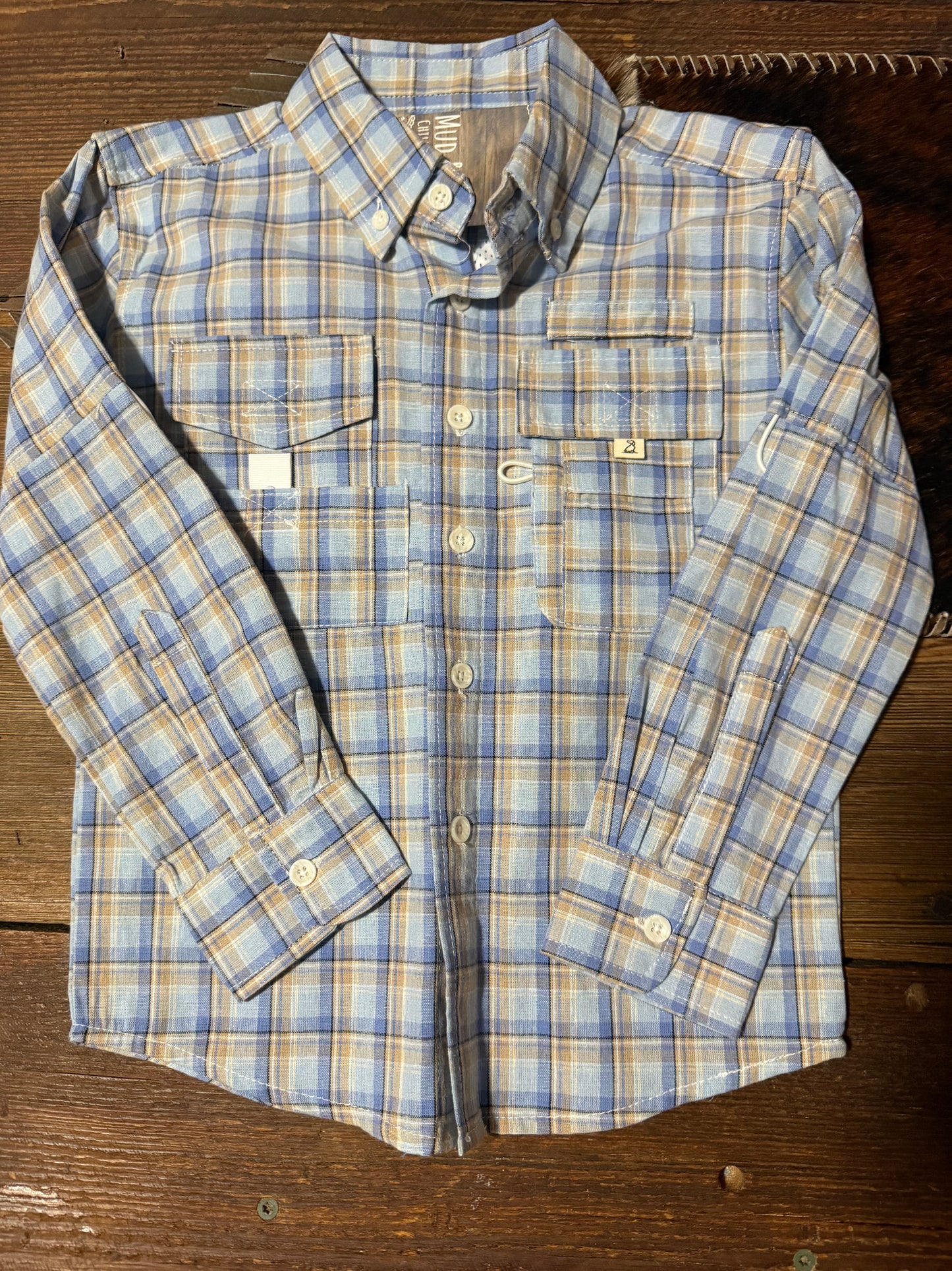 Blue/Tan Fishing Style Me & Henry Shirt