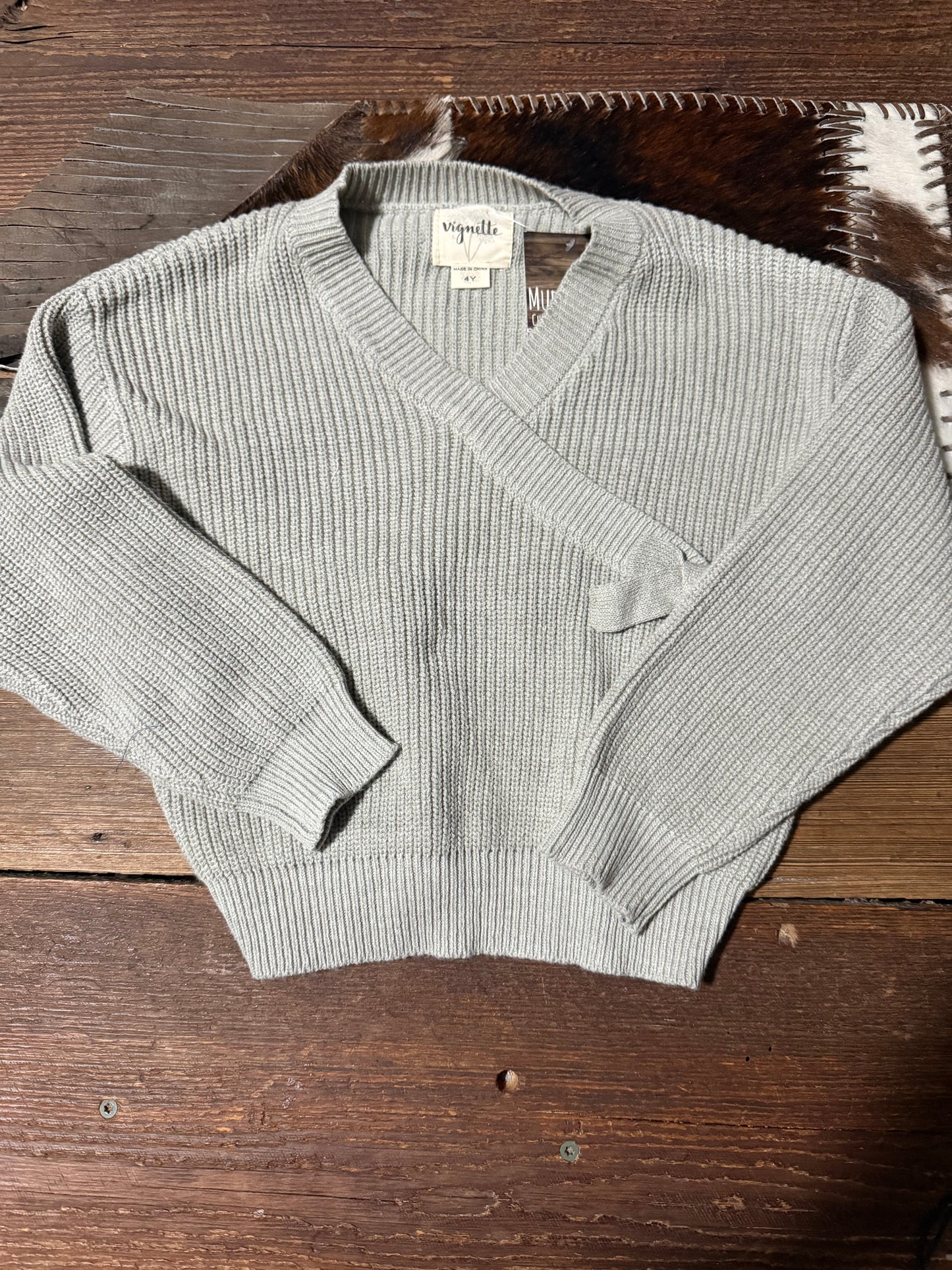 Grey Vignette Bow Sweater