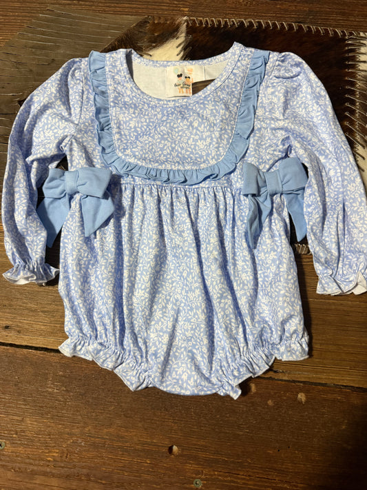 Blue Floral Long Sleeve Bubble