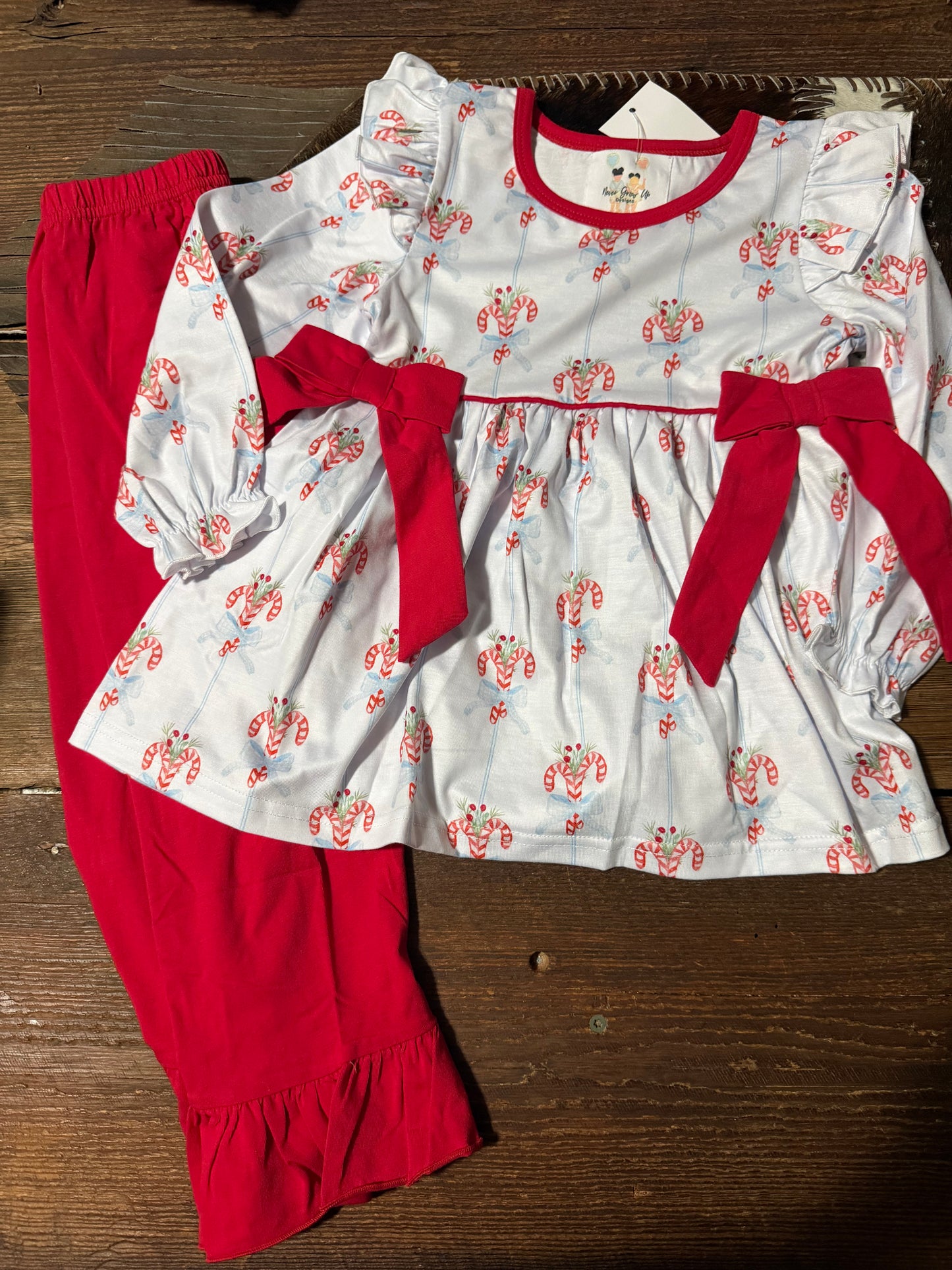 Candy Cane Print Pants Set