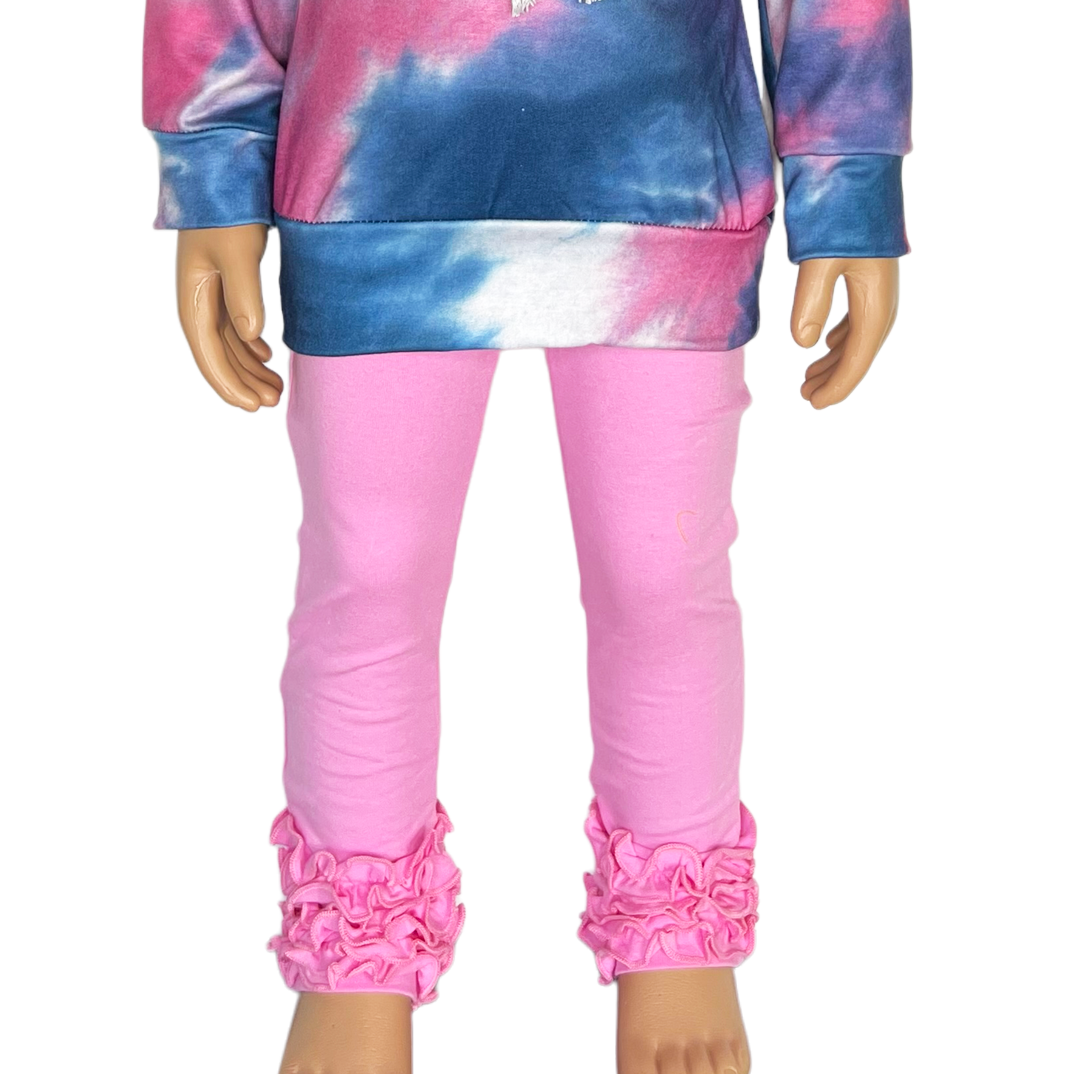 Girls Soft Pink Ruffled Butt Leggings Kids Toddler Clothes