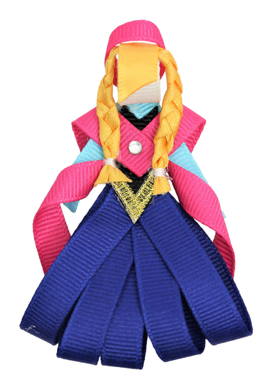 PRINCESS FIGURES ON PINCH CLIP: Royal Blue/ Fuchsia