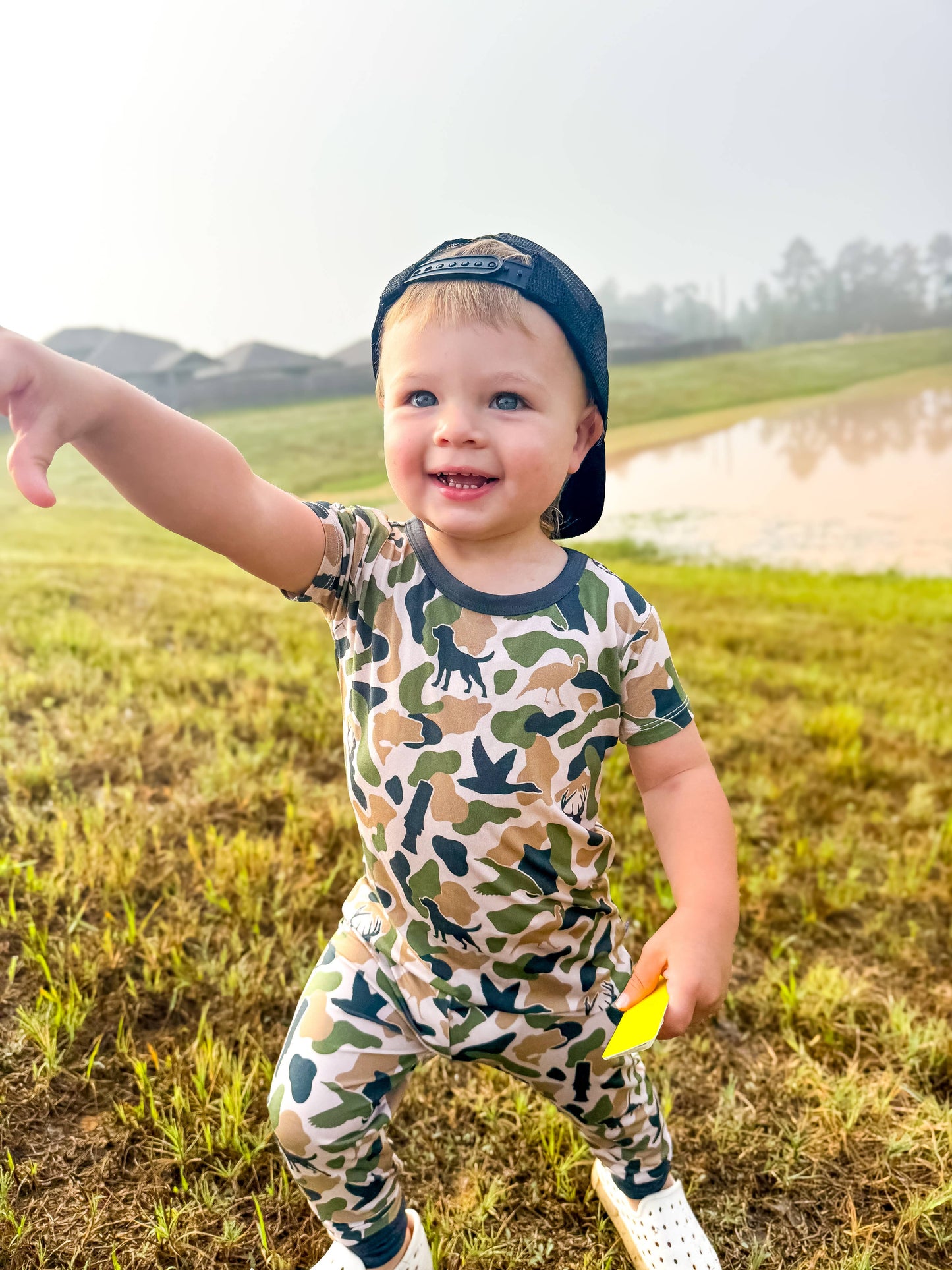 Camo / bamboo pajamas / kids lounge set / boys clothing