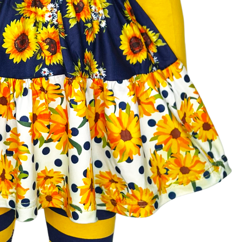Girls Gold Navy Daisy Shirt & Ruffle legging Pants Clothing