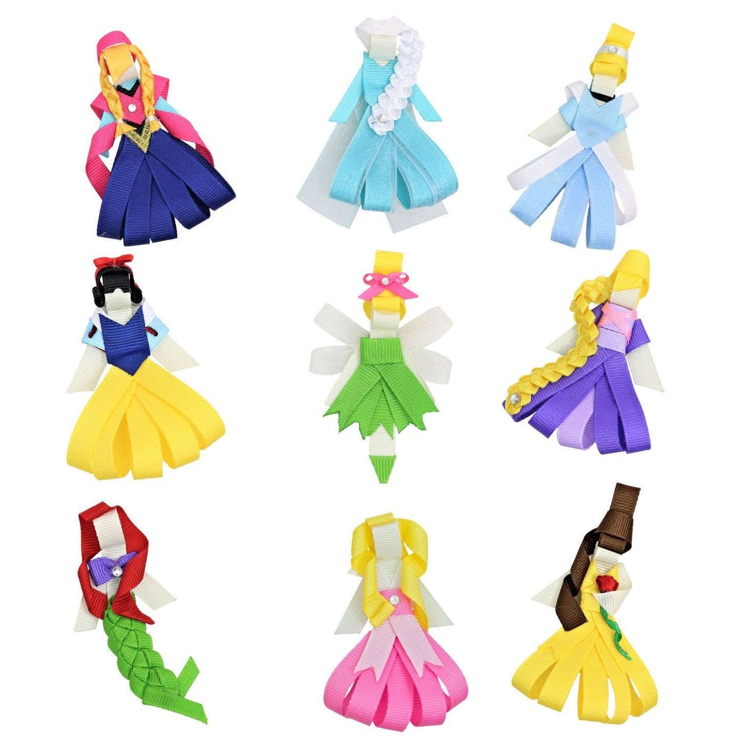 PRINCESS FIGURES ON PINCH CLIP: Royal Blue/ Fuchsia